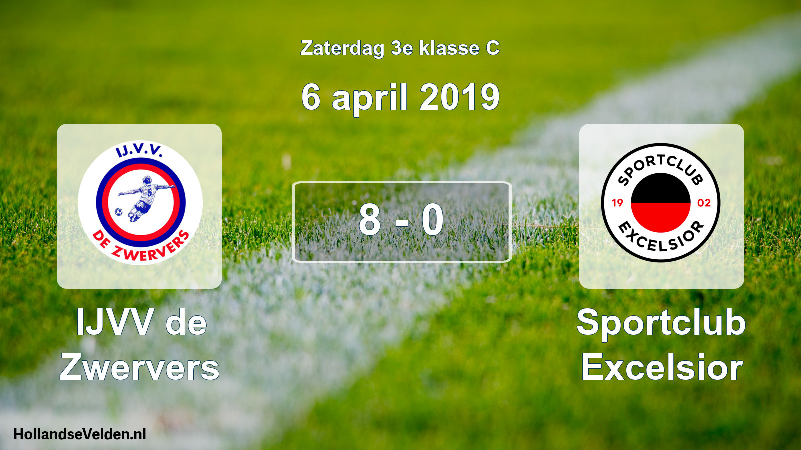 Total number of matches played: IJVV de Zwervers - Sportclub Excelsior 8 - 0 (6 April 2019)
