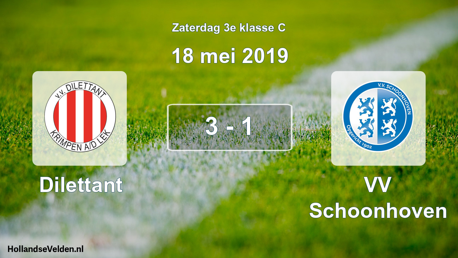 Total number of matches played: Dilettant - VV Schoonhoven 3 - 1 (18 May 2019)