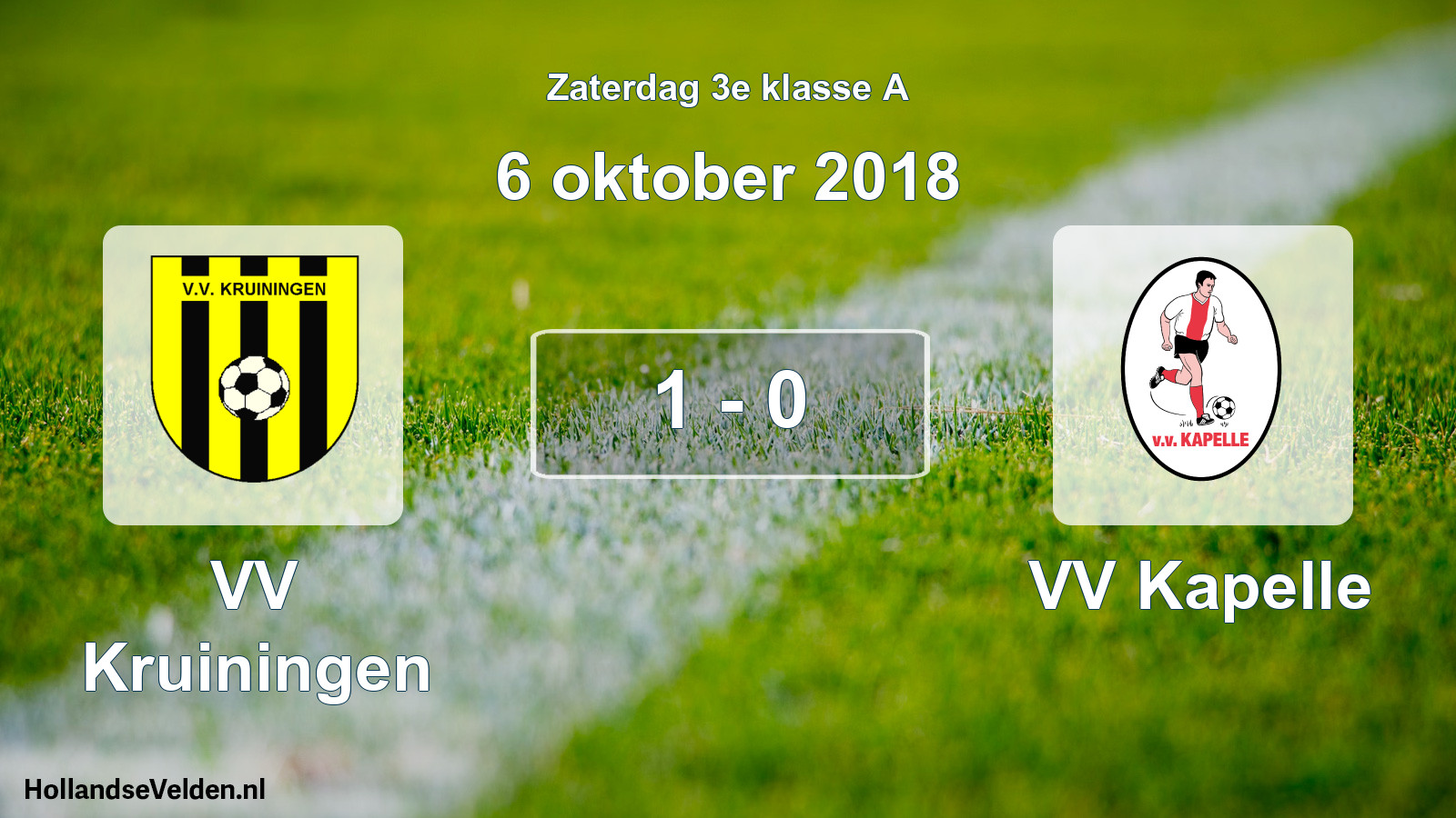 Total number of matches played: VV Kruiningen - VV Kapelle 1 - 0 (6 October 2018)