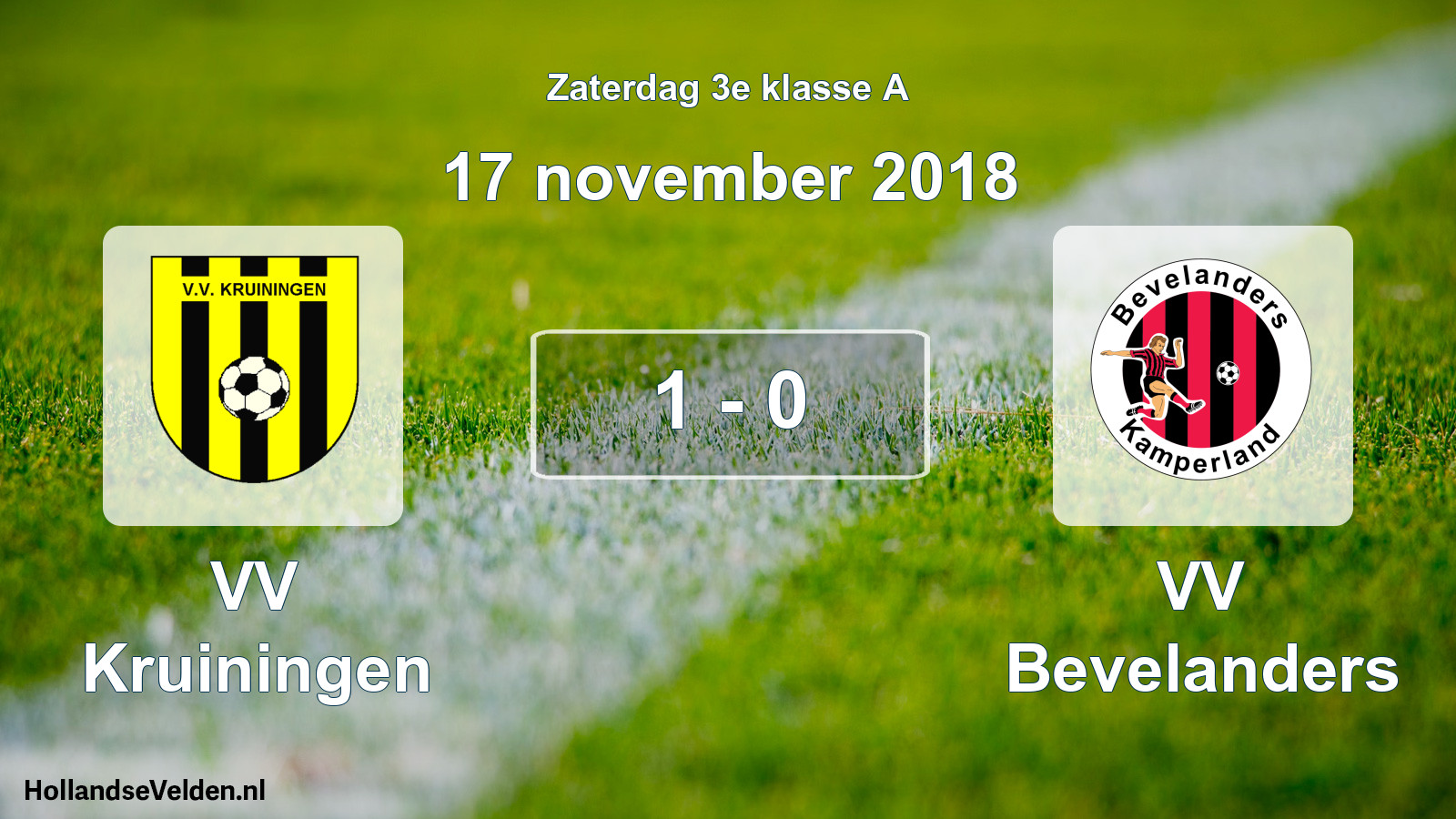 Total number of matches played: VV Kruiningen - VV Bevelanders 1 - 0 (17 November 2018)