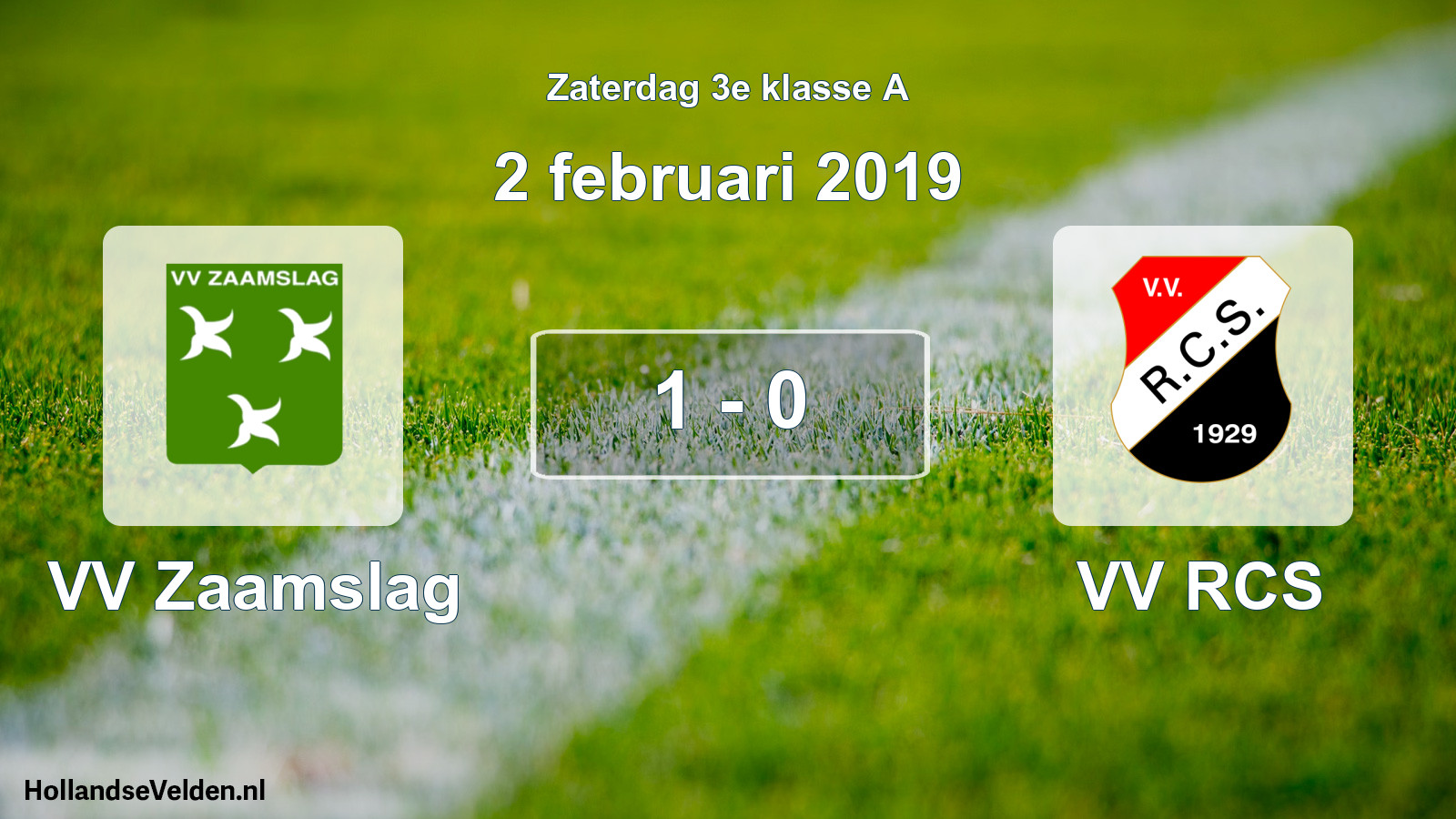 Total number of matches played: VV Zaamslag - VV RCS 1 - 0 (2 February 2019)
