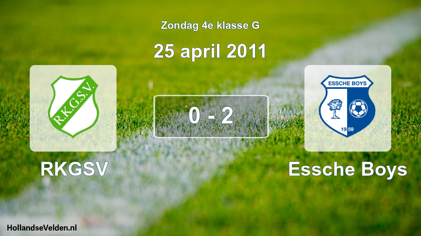 Total number of matches played: RKGSV - Essche Boys 0 - 2 (25 April 2011)