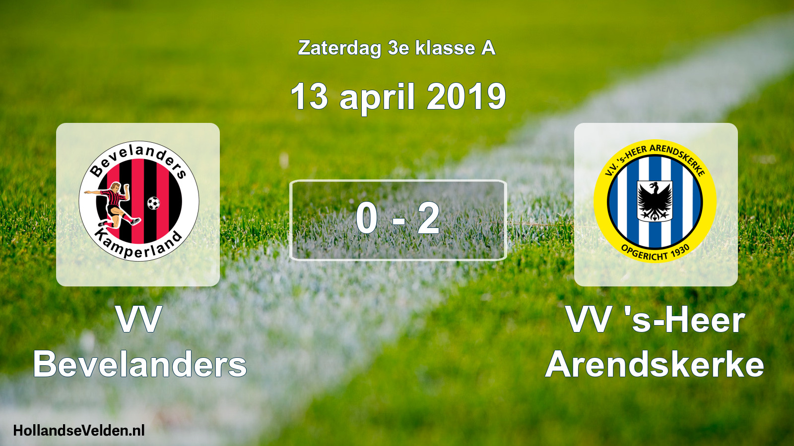 Total number of matches played: VV Bevelanders - VV 's-Heer Arendskerke 0 - 2 (13 April 2019)