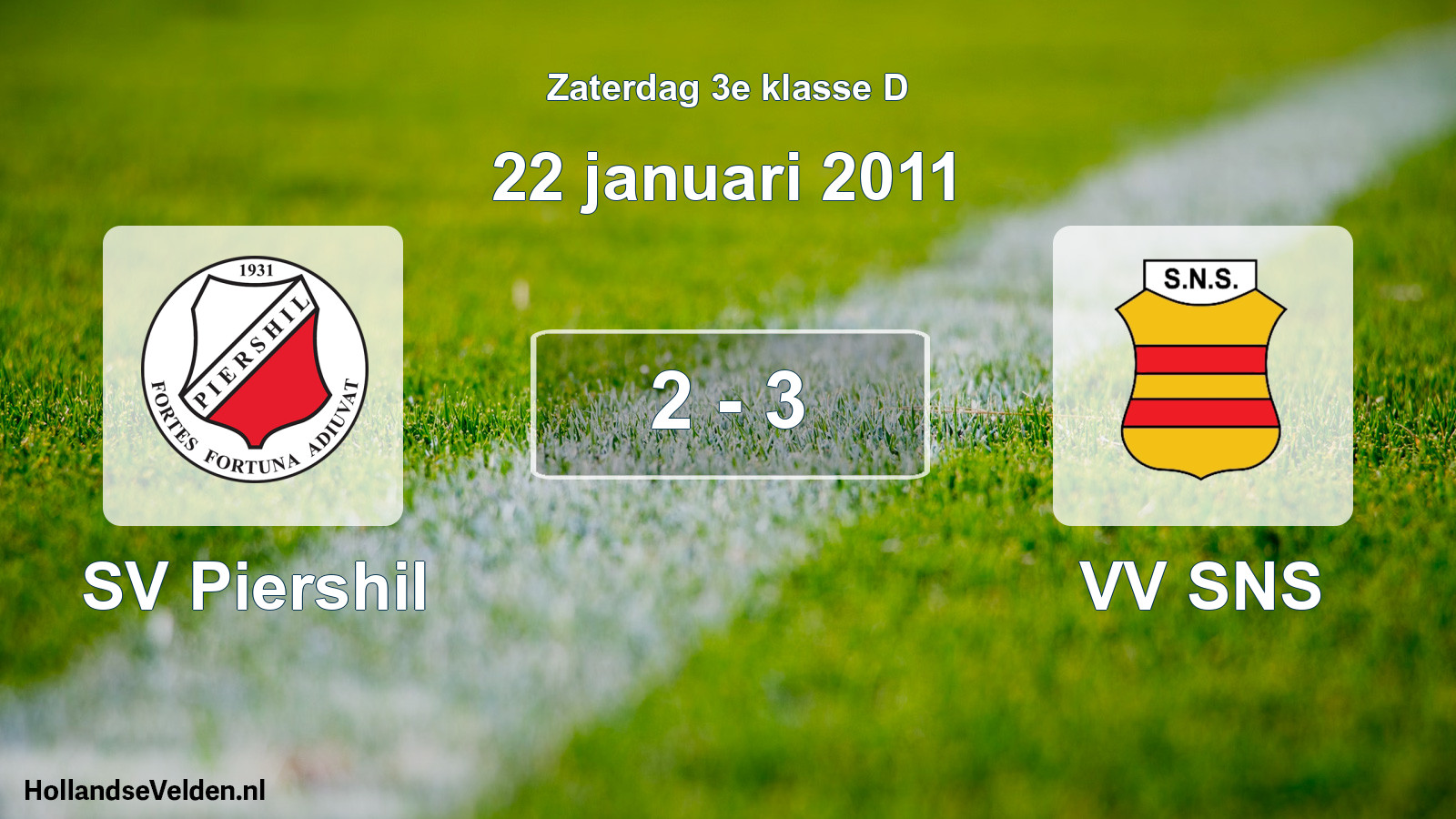 Total number of matches played: SV Piershil - VV SNS 2 - 3 (22 January 2011)