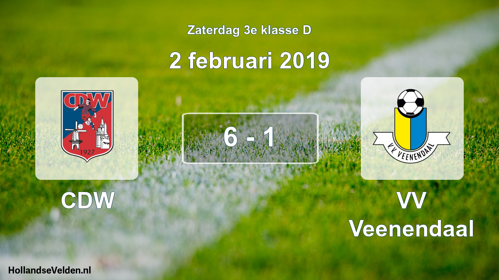 Total number of matches played: CDW - VV Veenendaal 6 - 1 (2 February 2019)