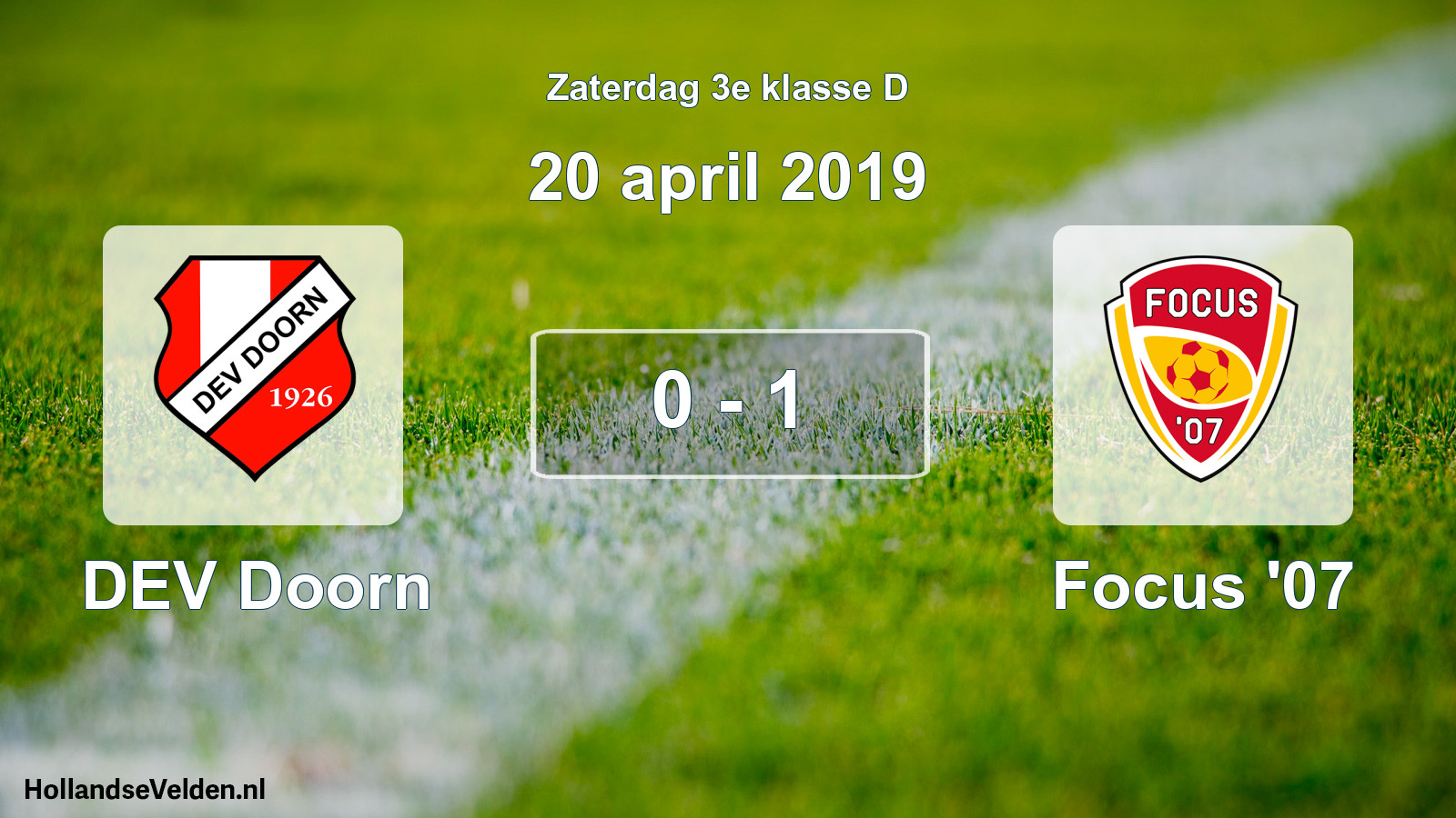 Total number of matches played: DEV Doorn - Focus '07 0 - 1 (20 April 2019)
