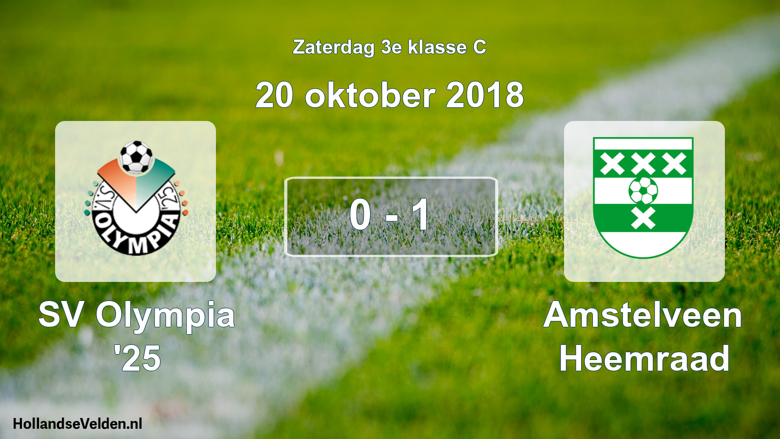 Total number of matches played: SV Olympia '25 - Amstelveen Heemraad 0 - 1 (20 October 2018)