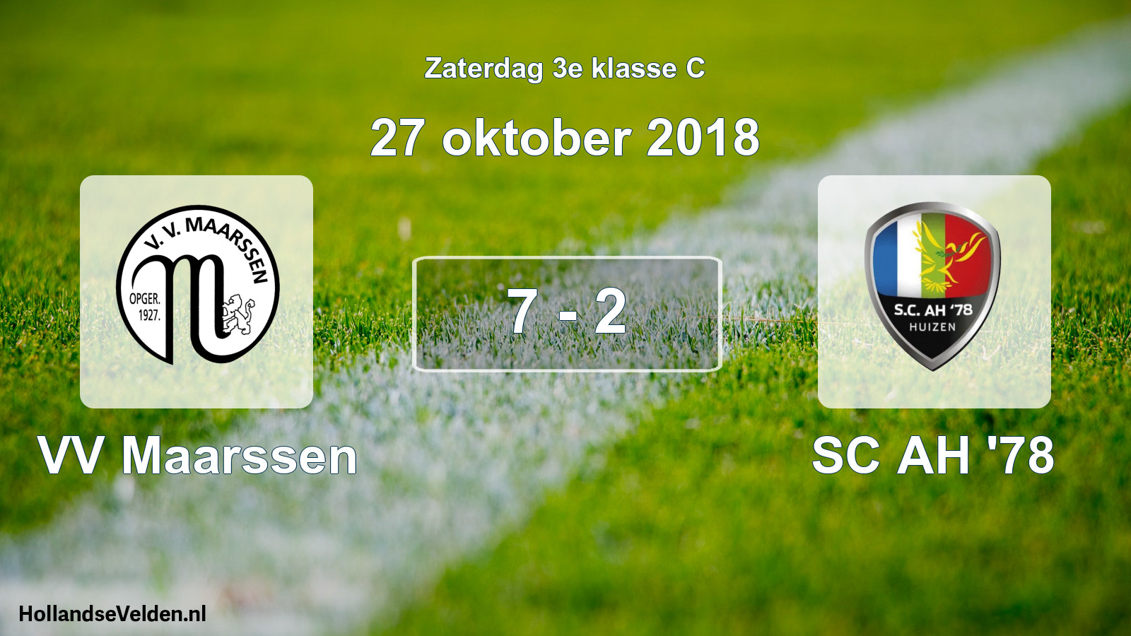Total number of matches played: VV Maarssen - SC AH '78 7 - 2 (27 October 2018)
