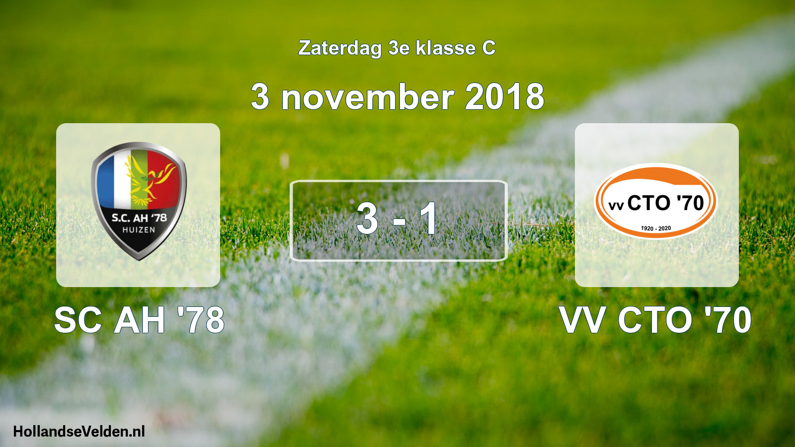 Total number of matches played: SC AH '78 - VV CTO '70 3 - 1 (3 November 2018)