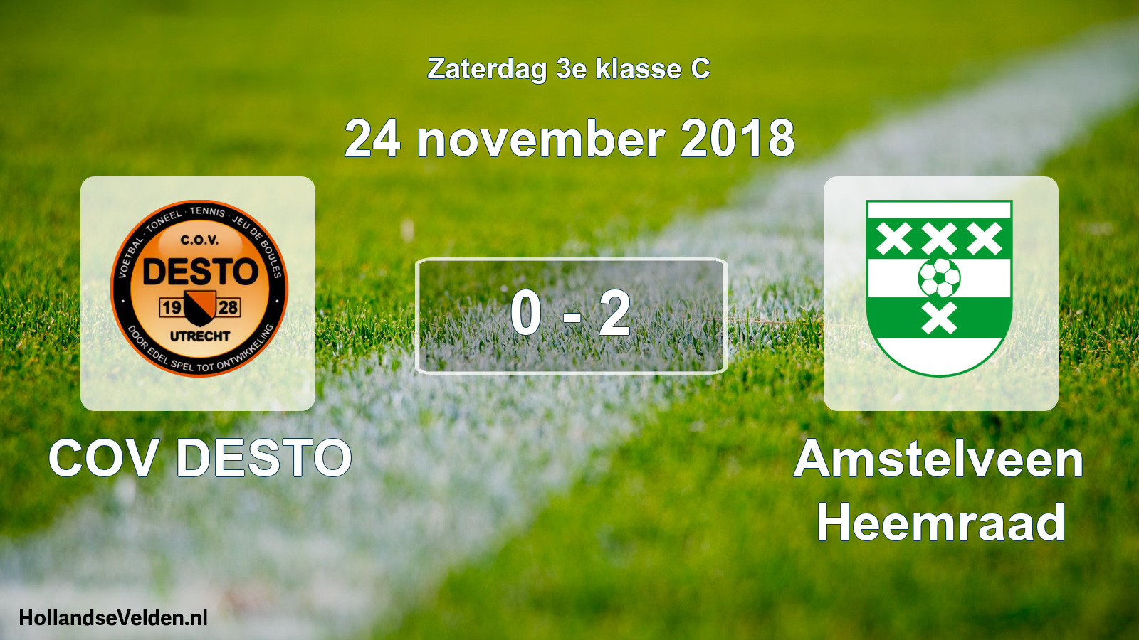 Total number of matches played: COV DESTO - Amstelveen Heemraad 0 - 2 (24 November 2018)
