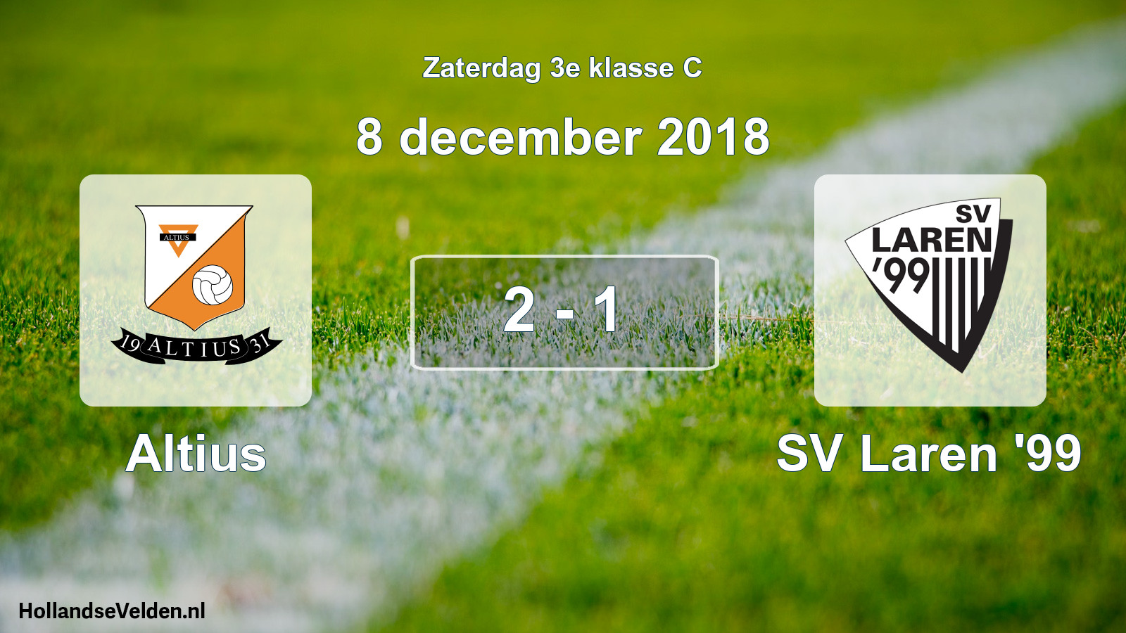 Total number of matches played: Altius - SV Laren '99 2 - 1 (8 December 2018)