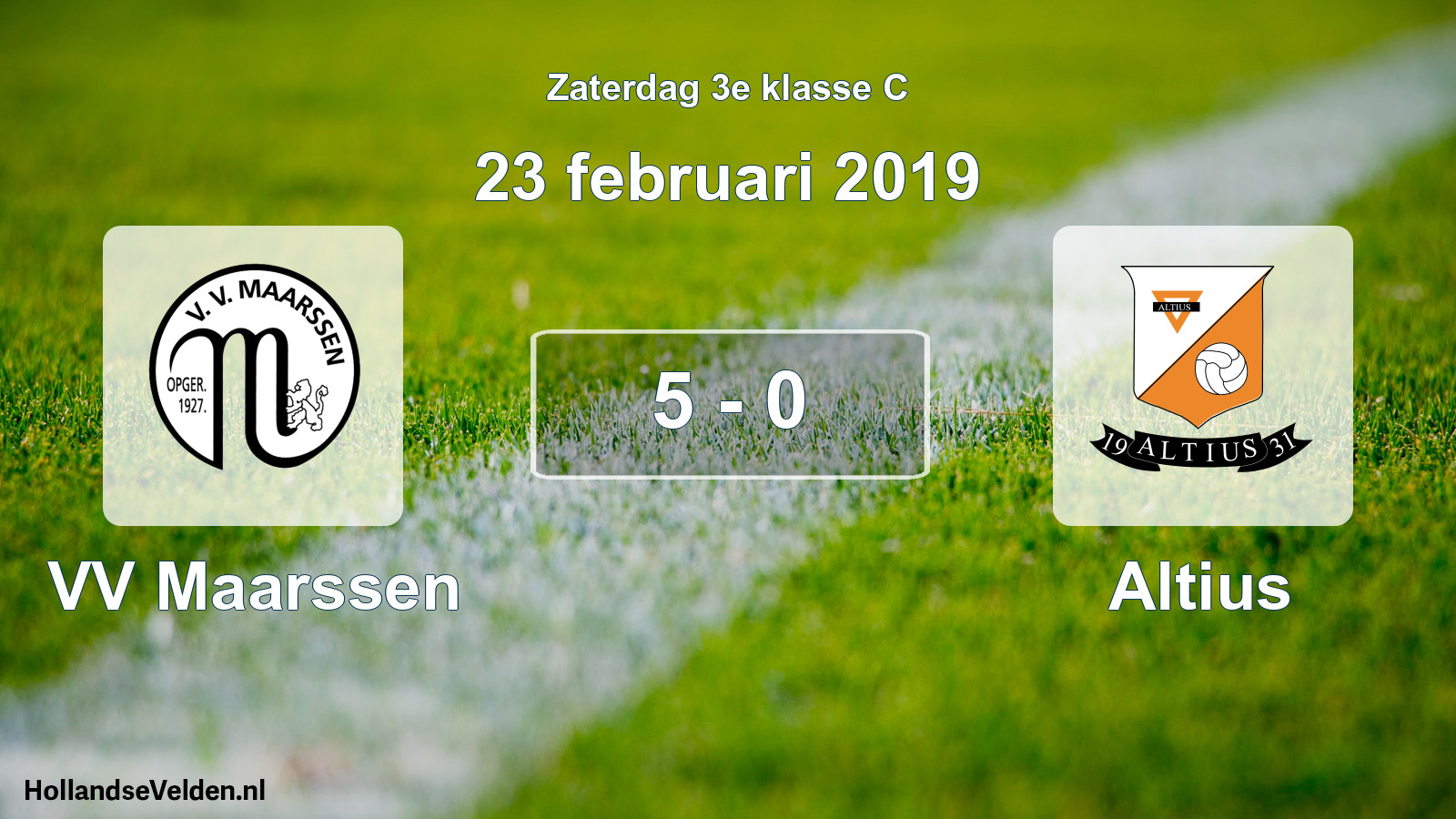 Total number of matches played: VV Maarssen - Altius 5 - 0 (23 February 2019)