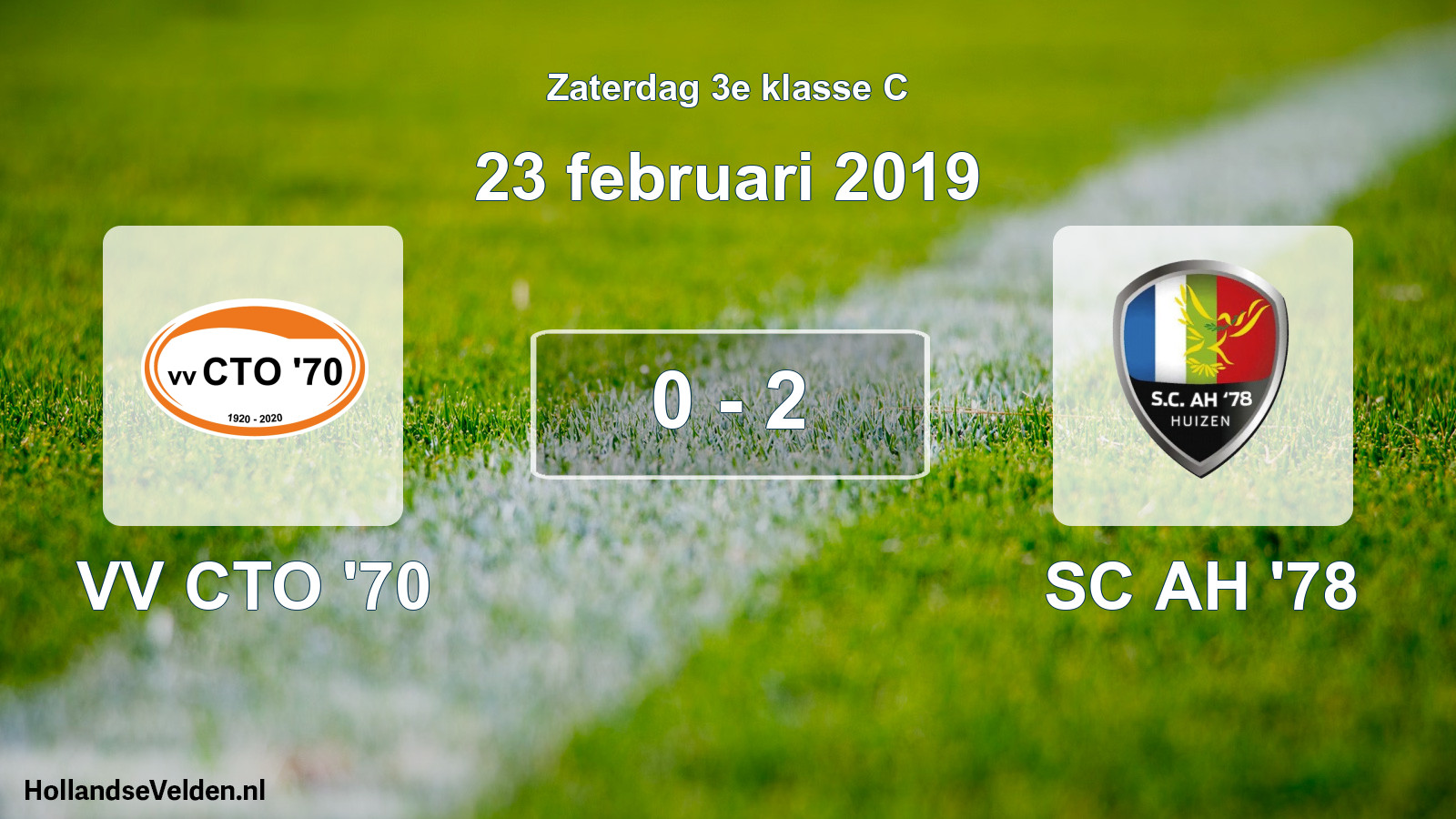 Total number of matches played: VV CTO '70 - SC AH '78 0 - 2 (23 February 2019)