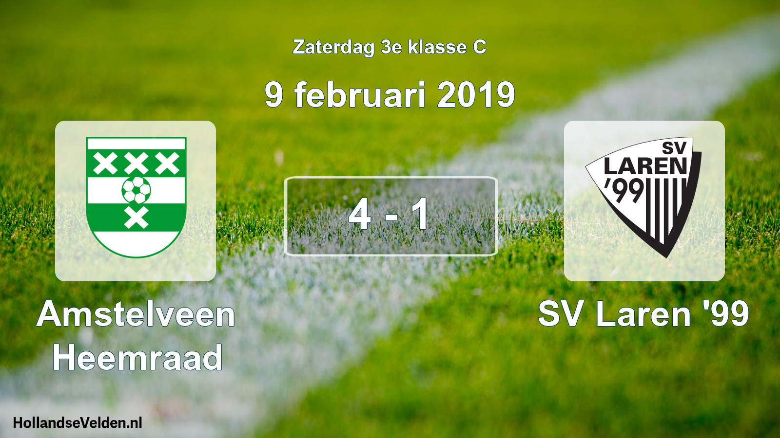 Total number of matches played: Amstelveen Heemraad - SV Laren '99 4 - 1 (9 February 2019)