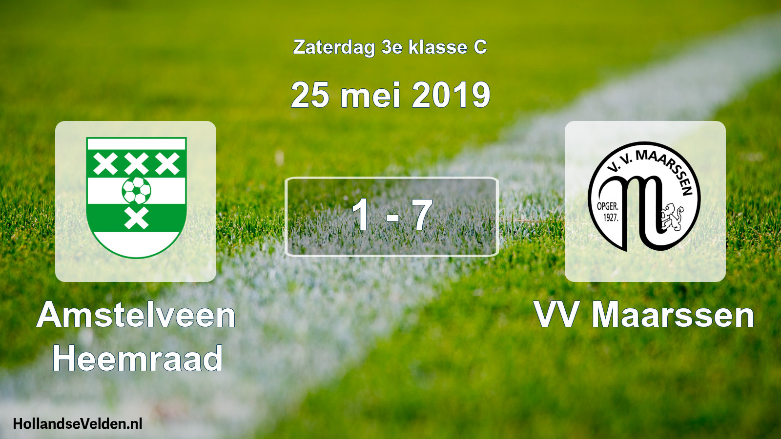 Total number of matches played: Amstelveen Heemraad - VV Maarssen 1 - 7 (25 May 2019)