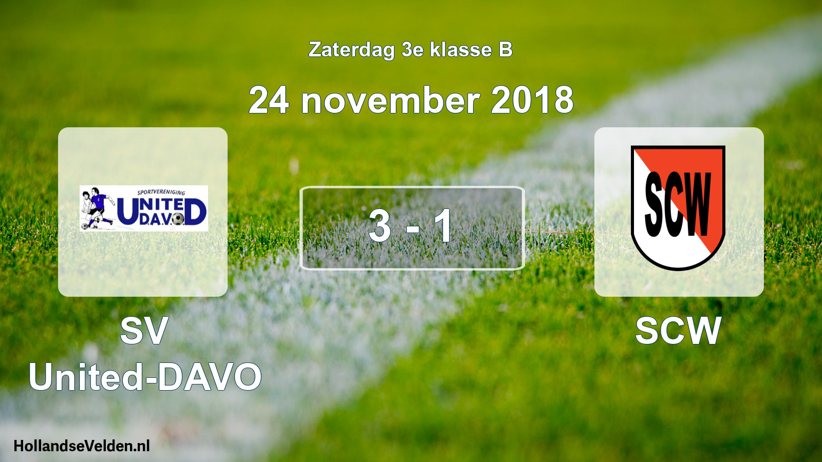 Total number of matches played: SV United-DAVO - SCW 3 - 1 (24 November 2018)