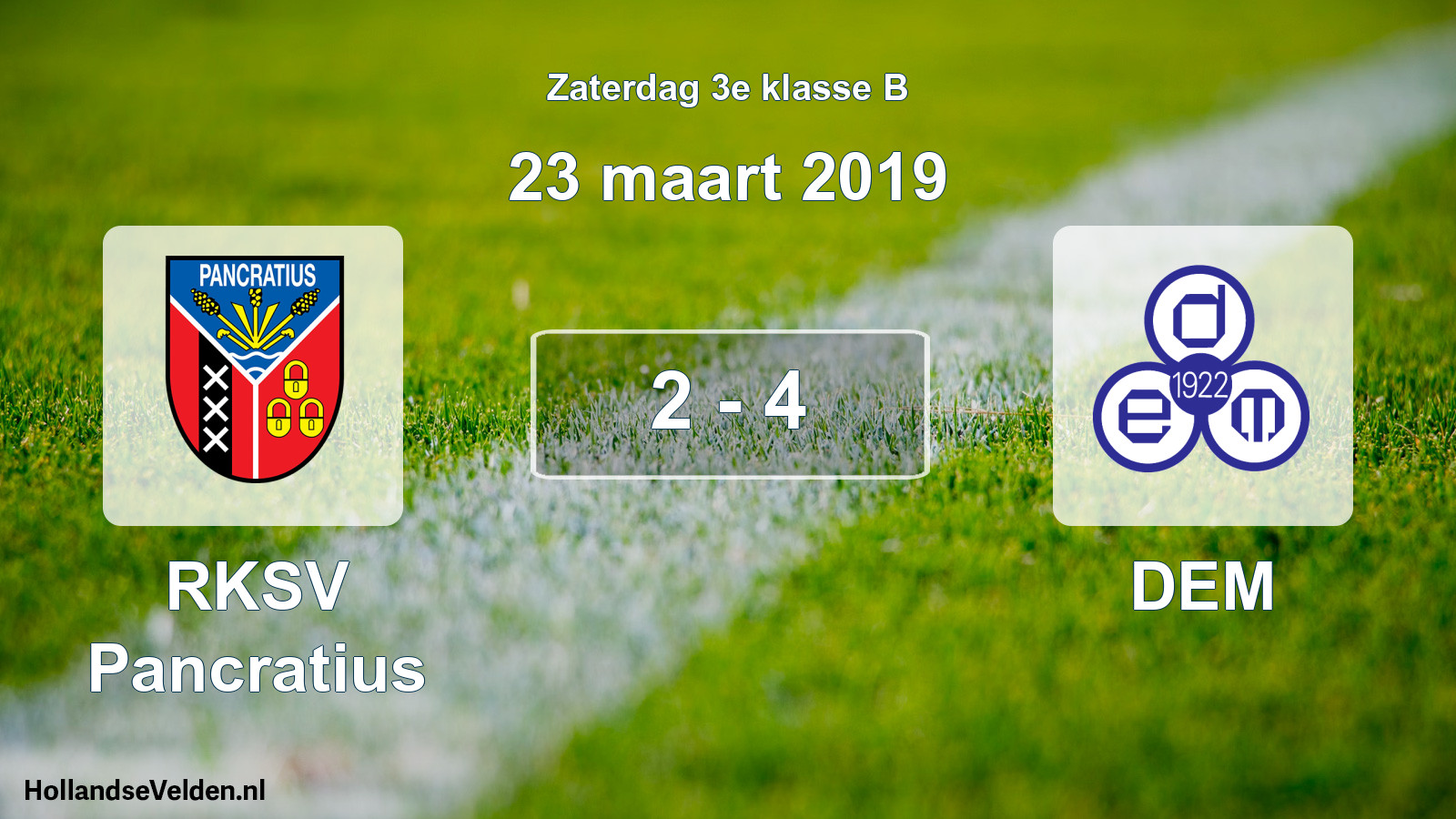 Total number of matches played: RKSV Pancratius - DEM 2 - 4 (23 March 2019)