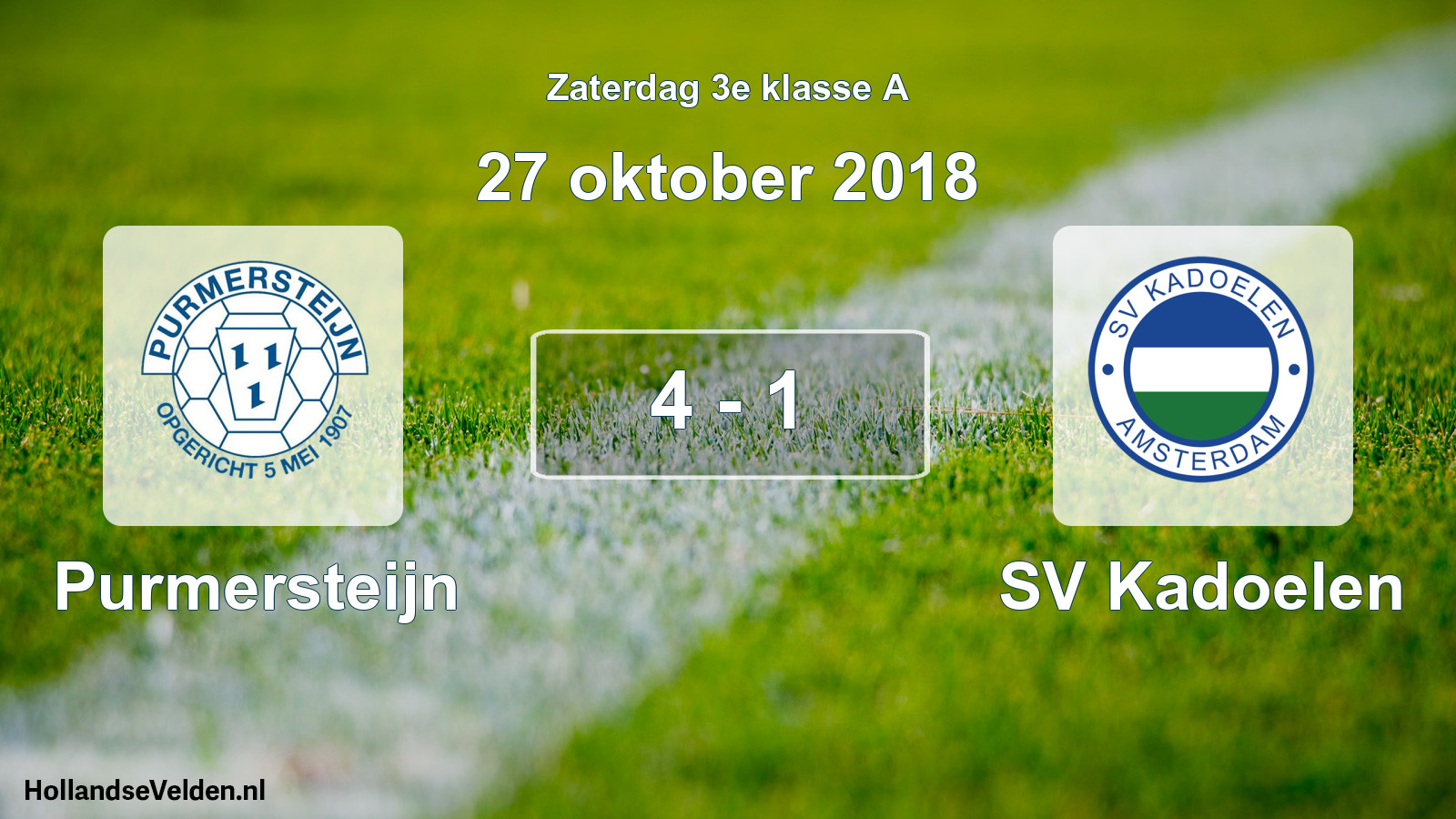 Total number of matches played: Purmersteijn - SV Kadoelen 4 - 1 (27 October 2018)
