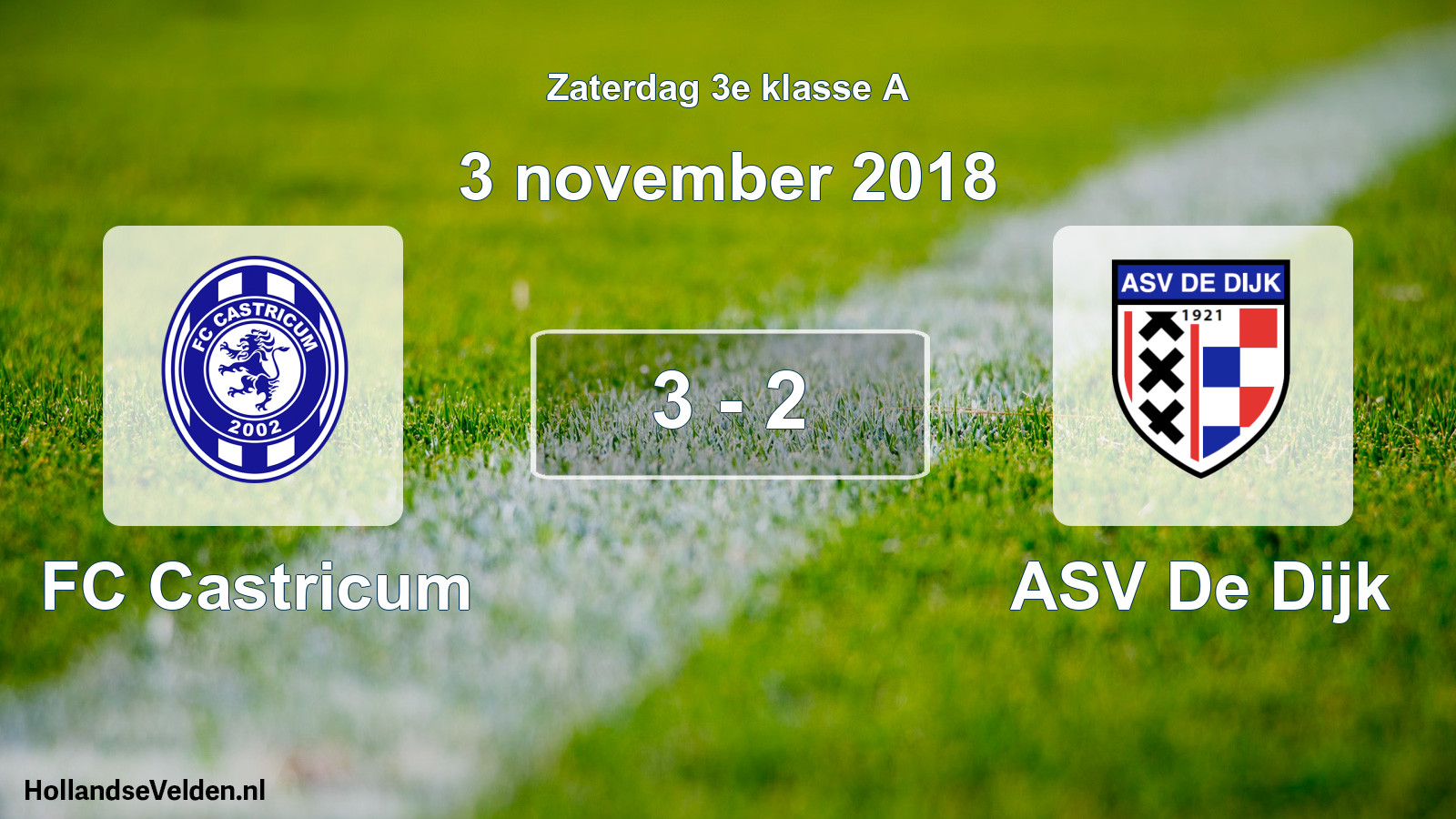 Total number of matches played: FC Castricum - ASV De Dijk 3 - 2 (3 November 2018)