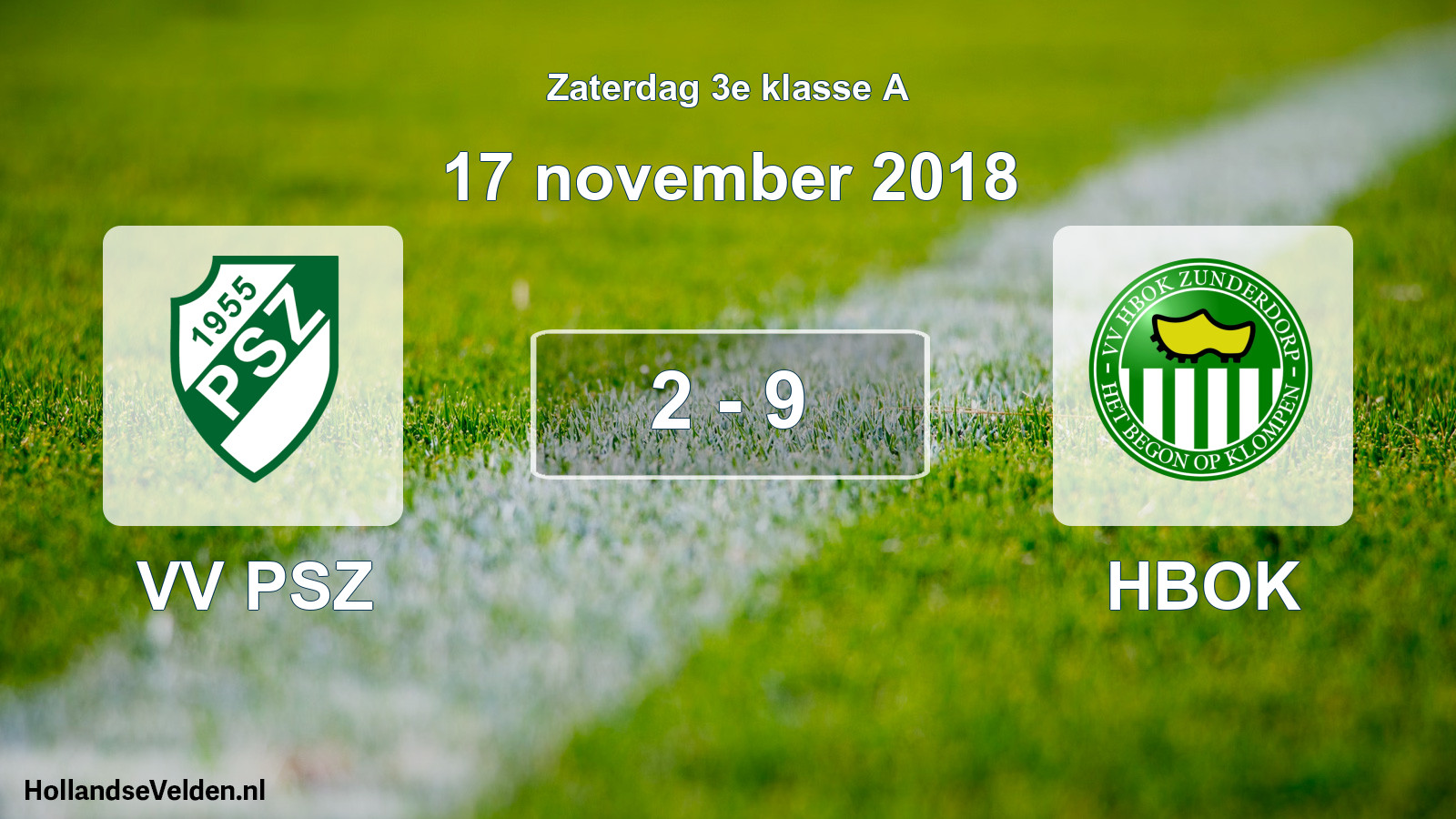 Total number of matches played: VV PSZ - HBOK 2 - 9 (17 November 2018)