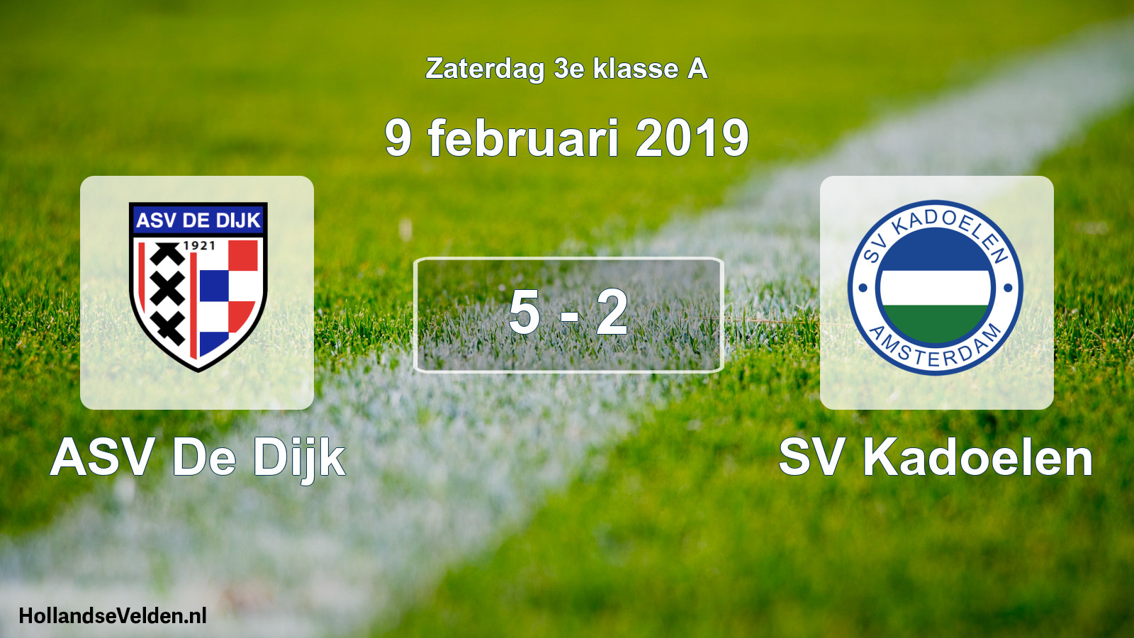 Total number of matches played: ASV De Dijk - SV Kadoelen 5 - 2 (9 February 2019)
