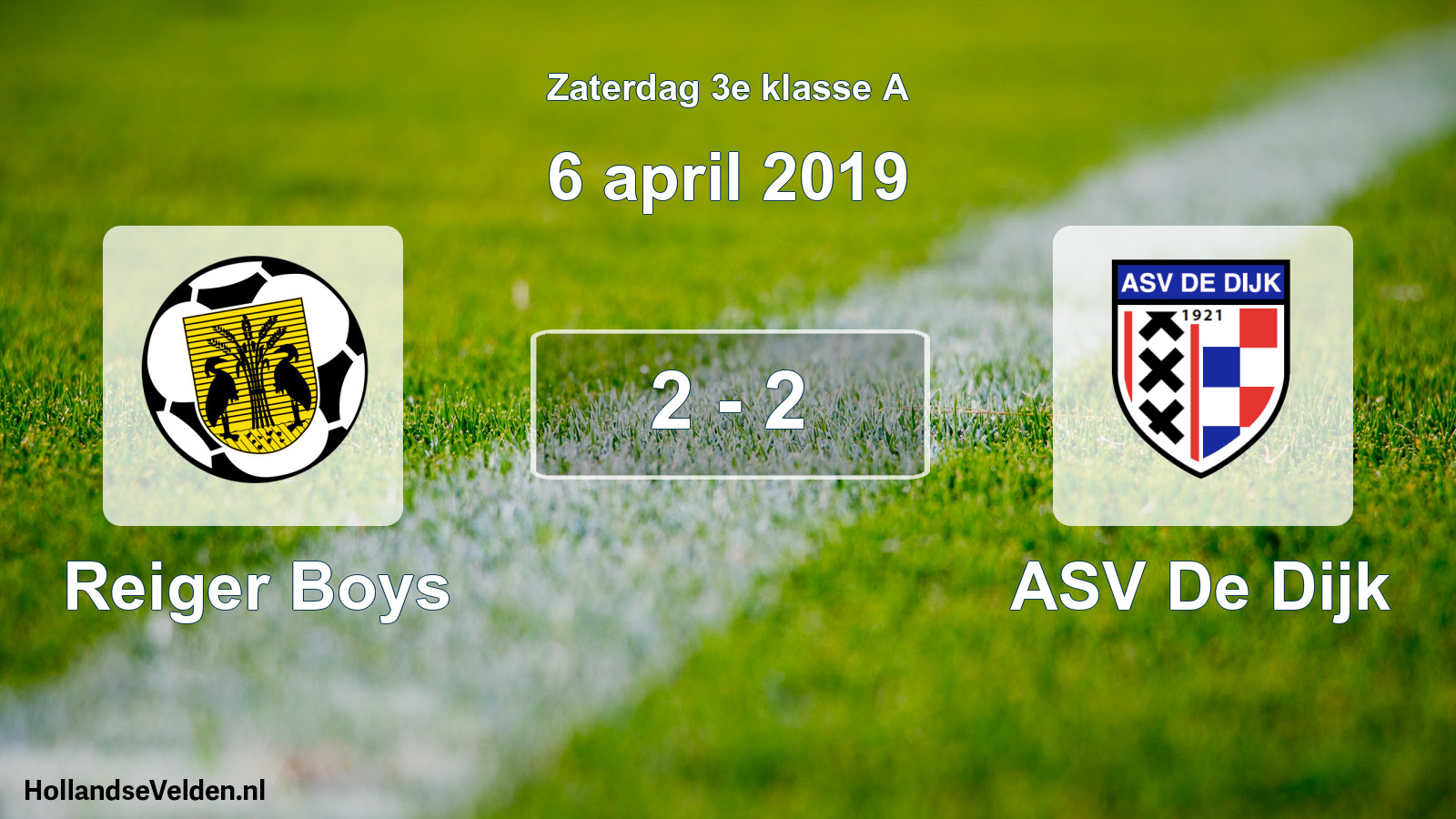 Total number of matches played: Reiger Boys - ASV De Dijk 2 - 2 (6 April 2019)