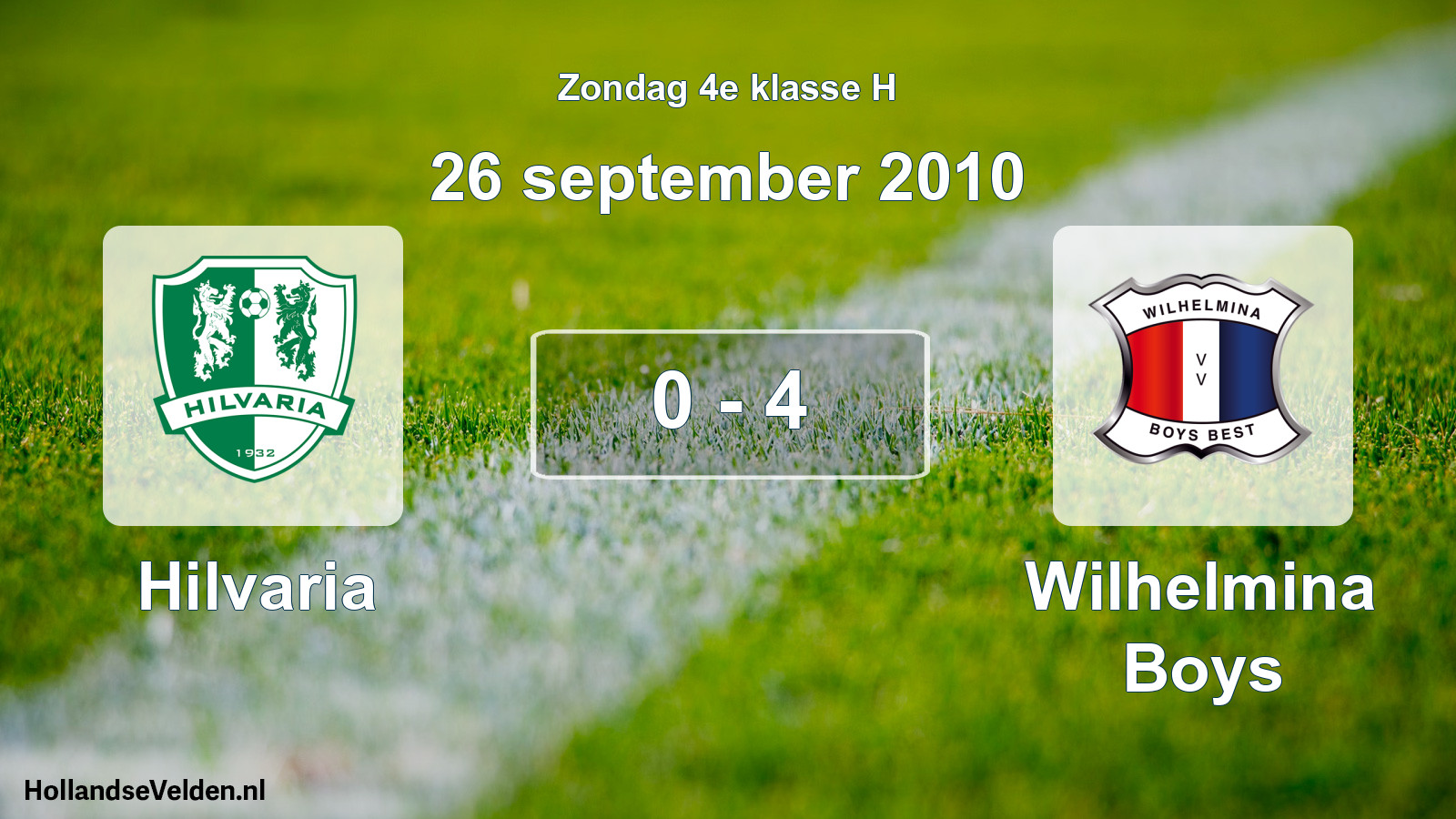 Total number of matches played: Hilvaria - Wilhelmina Boys 0 - 4 (26 September 2010)