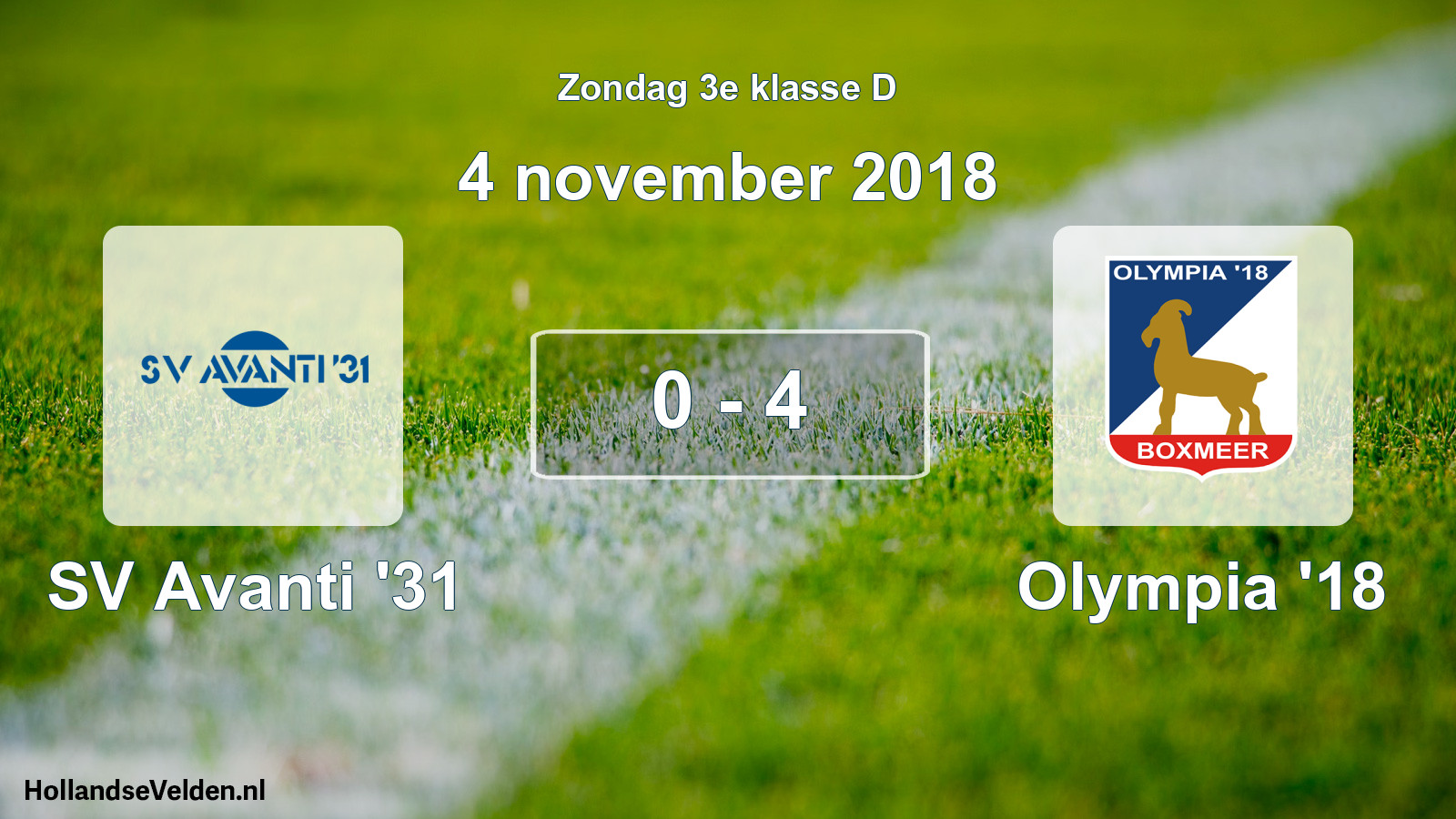 Total number of matches played: SV Avanti '31 - Olympia '18 0 - 4 (4 November 2018)