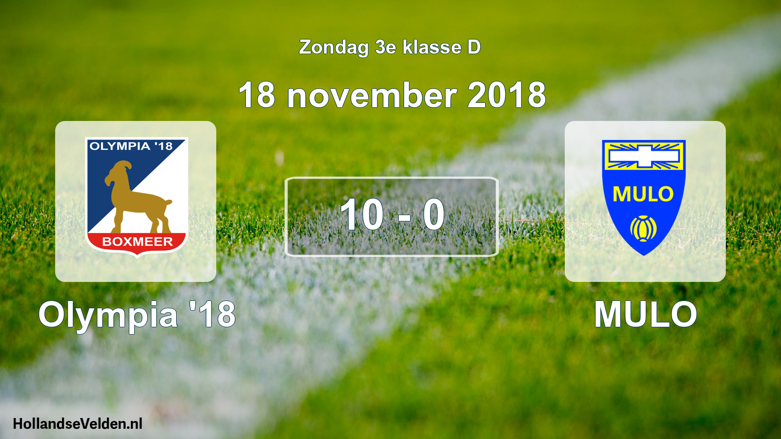 Total number of matches played: Olympia '18 - MULO 10 - 0 (18 November 2018)
