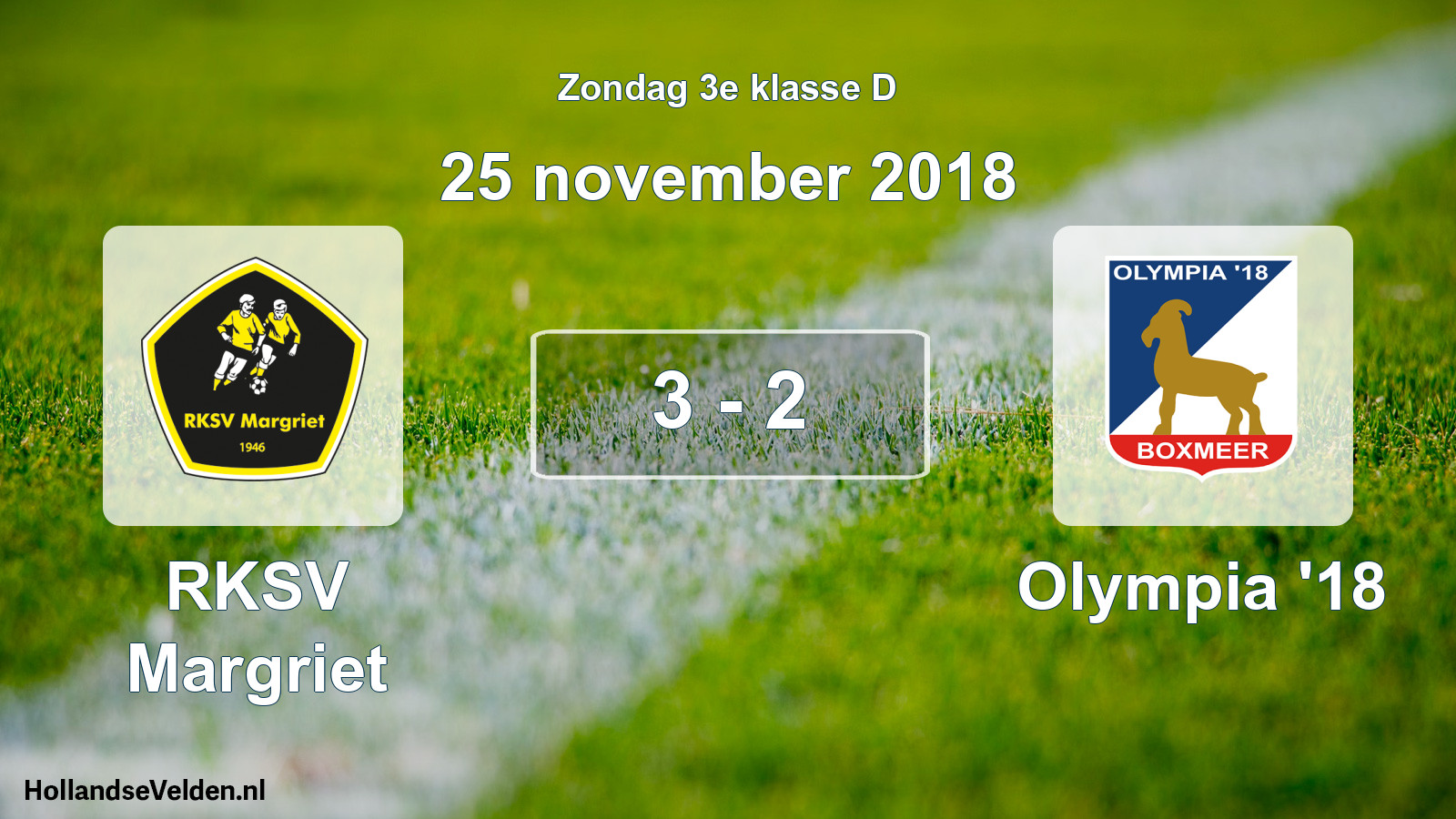 Total number of matches played: RKSV Margriet - Olympia '18 3 - 2 (25 November 2018)