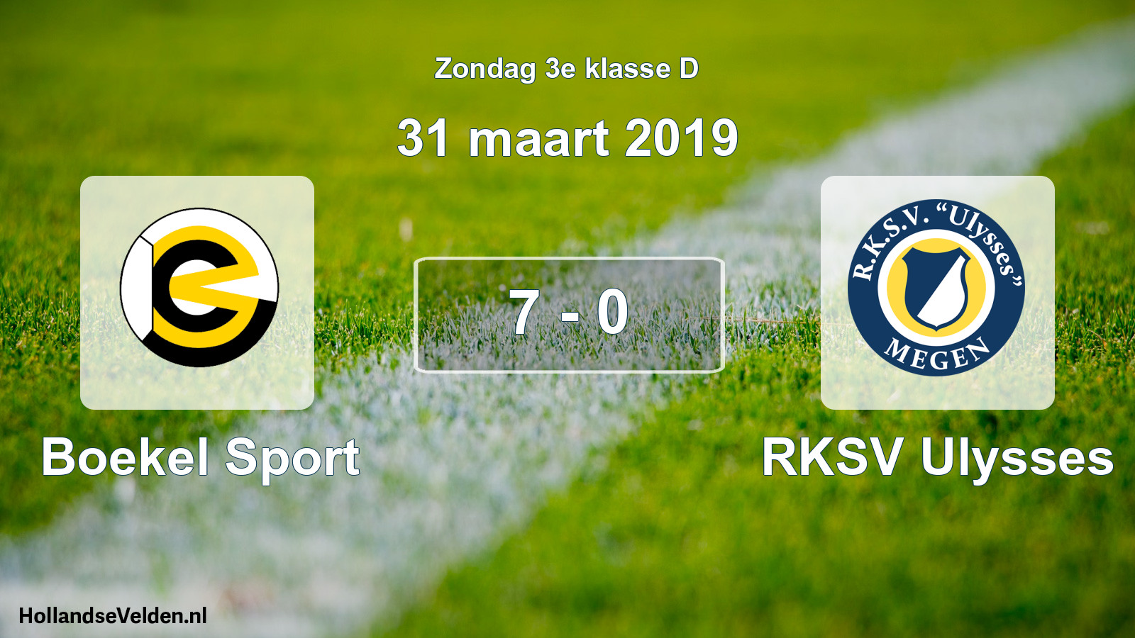 Total number of matches played: Boekel Sport - RKSV Ulysses 7 - 0 (31 March 2019)