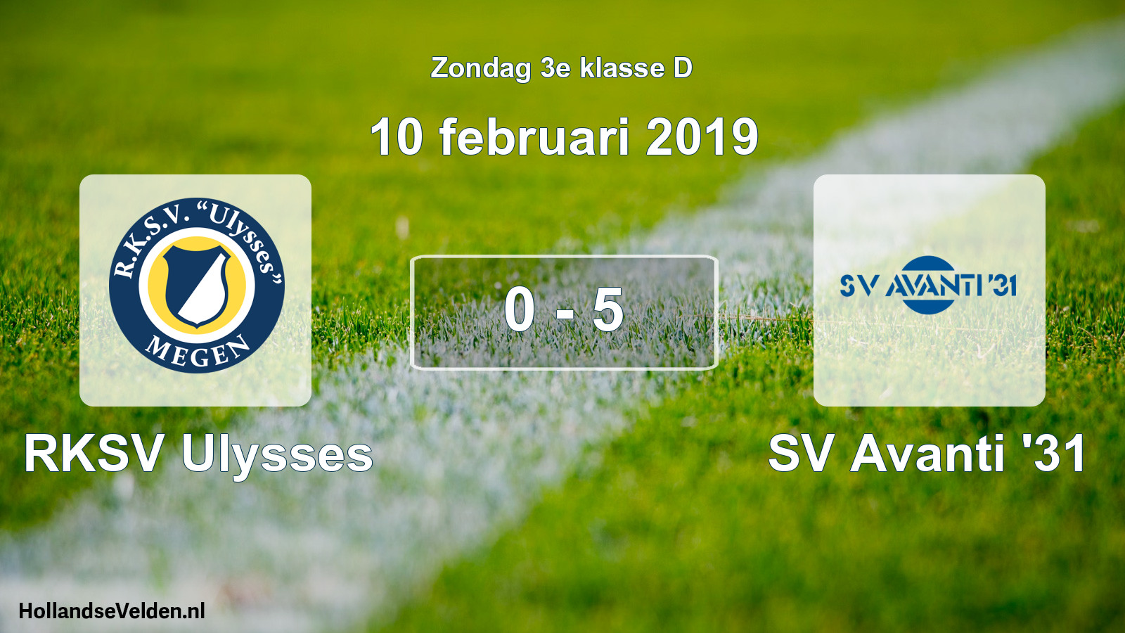 Total number of matches played: RKSV Ulysses - SV Avanti '31 0 - 5 (10 February 2019)