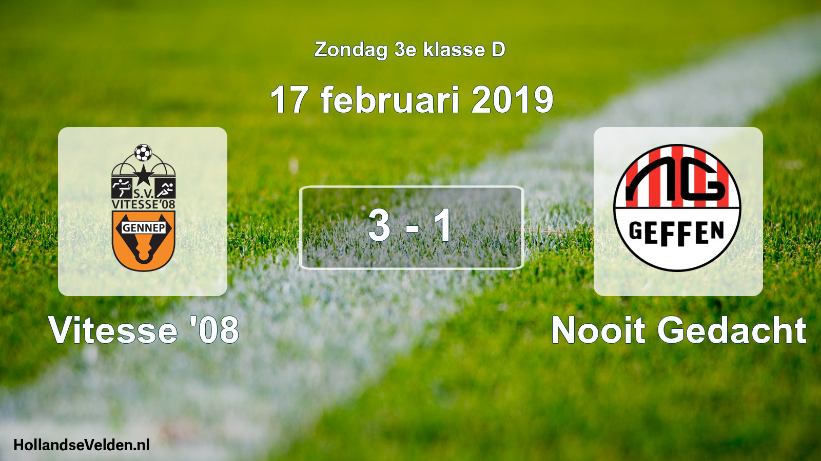 Total number of matches played: Vitesse '08 - Nooit Gedacht 3 - 1 (17 February 2019)