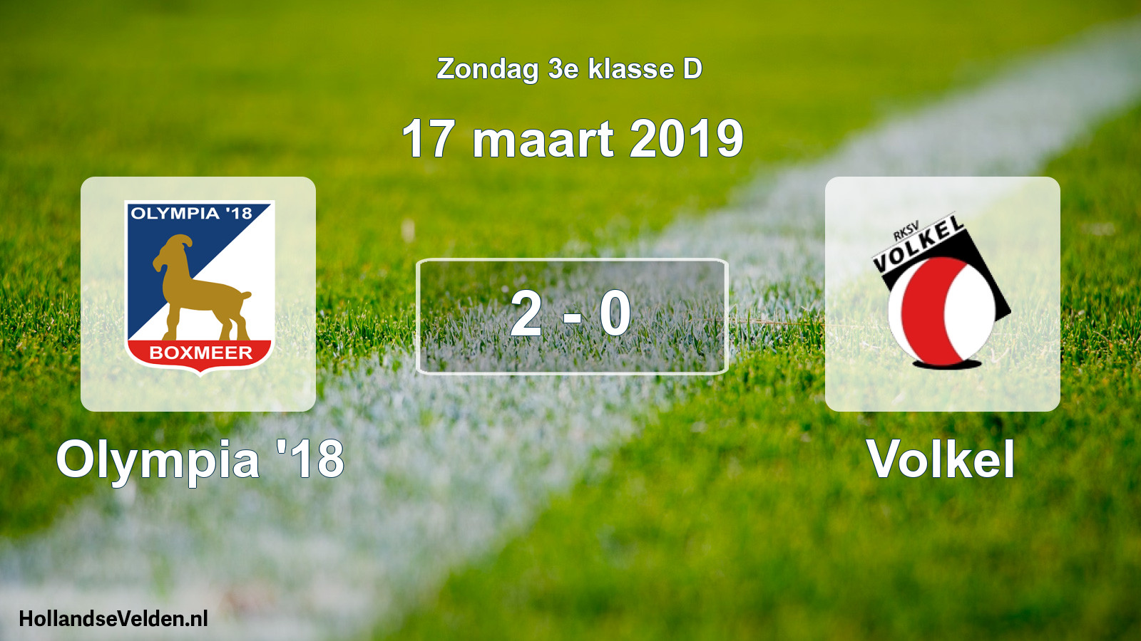 Total number of matches played: Olympia '18 - Volkel 2 - 0 (17 March 2019)