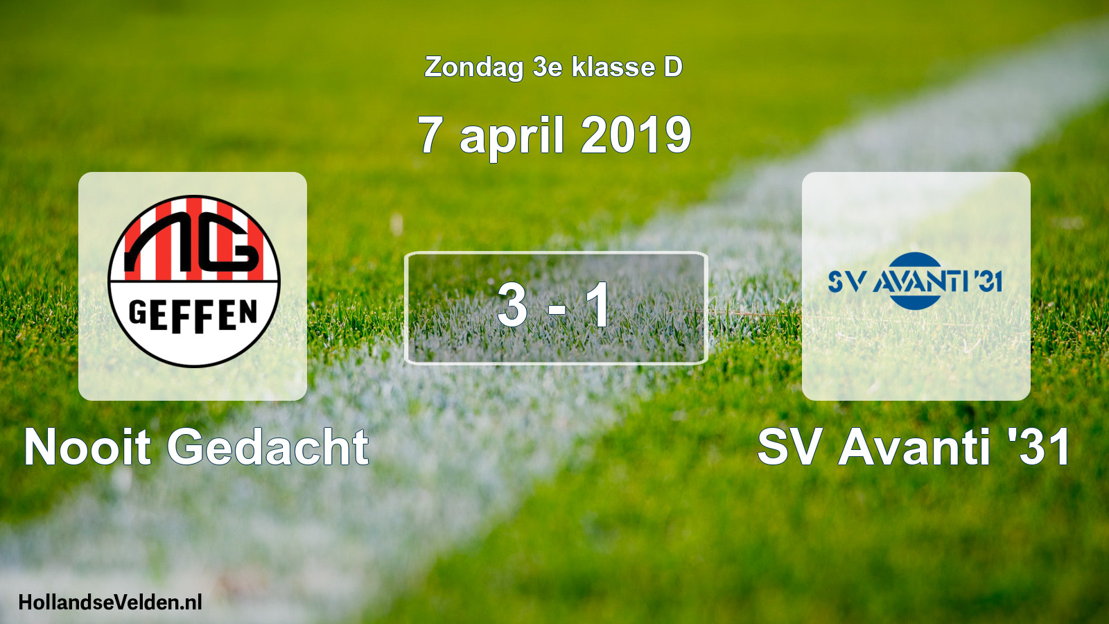 Total number of matches played: Nooit Gedacht - SV Avanti '31 3 - 1 (7 April 2019)