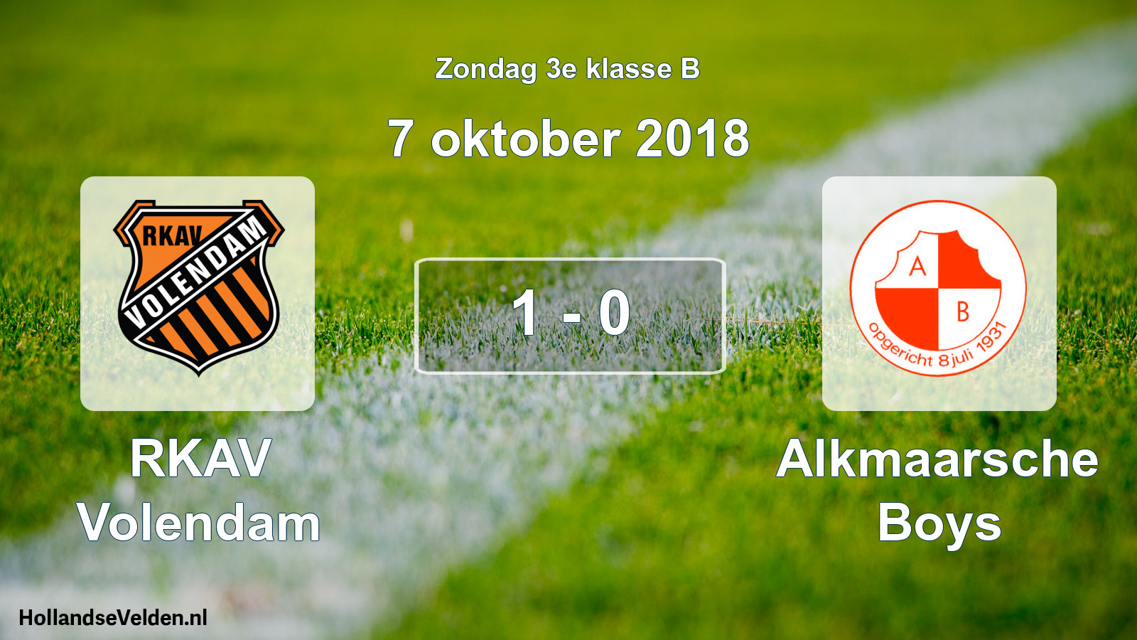 Total number of matches played: RKAV Volendam - Alkmaarsche Boys 1 - 0 (7 October 2018)