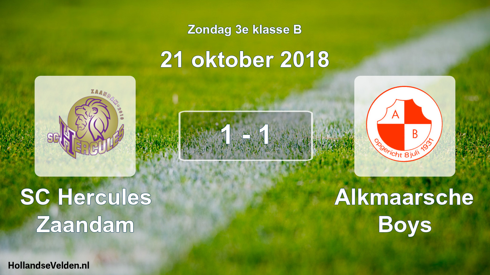 Total number of matches played: SC Hercules Zaandam - Alkmaarsche Boys 1 - 1 (21 October 2018)