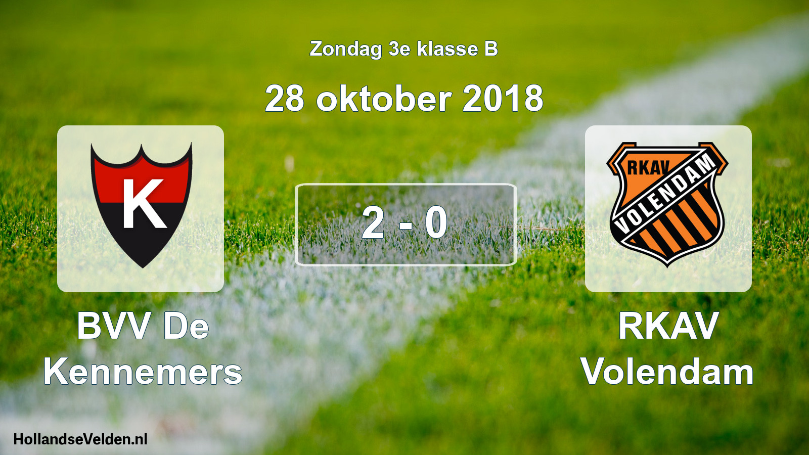 Total number of matches played: BVV De Kennemers - RKAV Volendam 2 - 0 (28 October 2018)