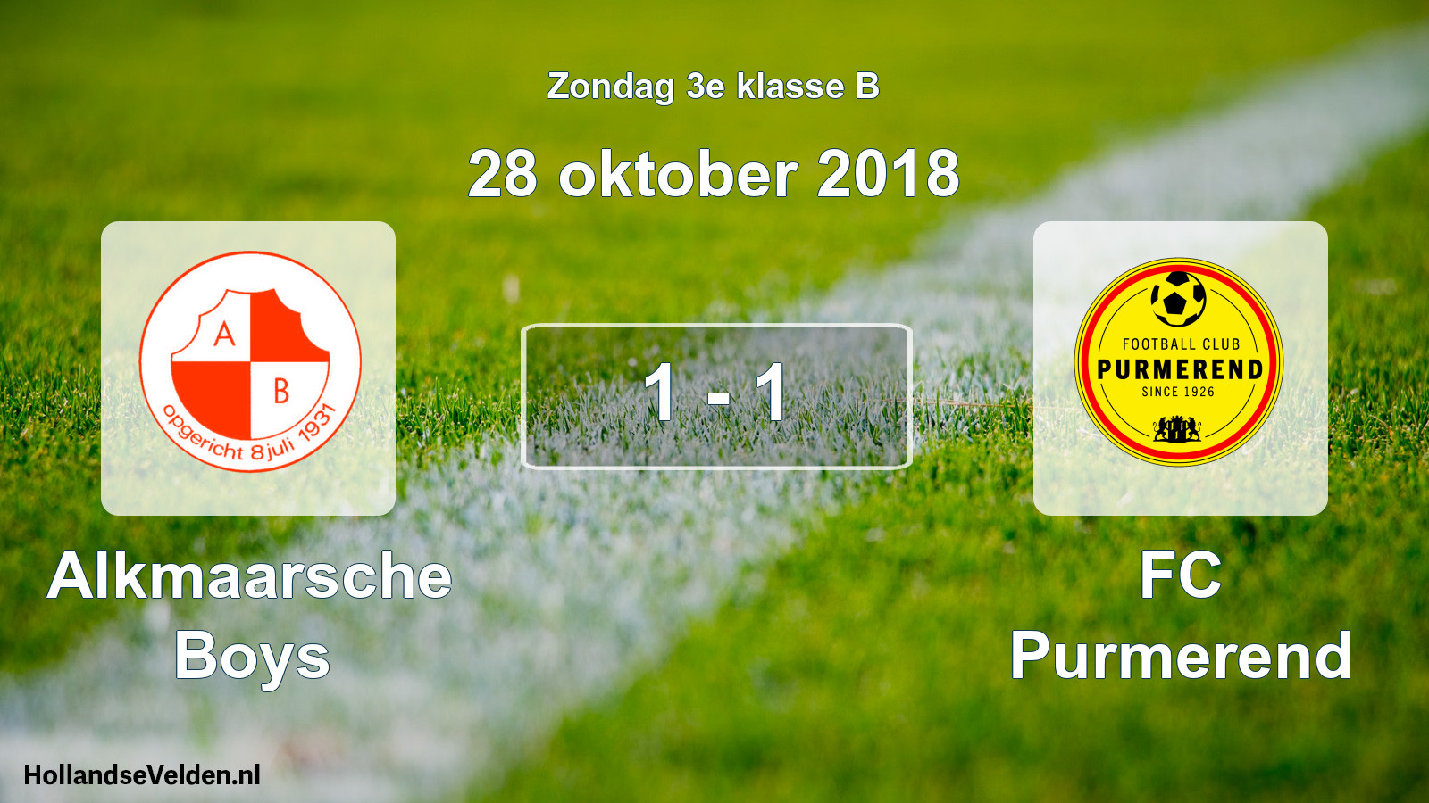Total number of matches played: Alkmaarsche Boys - FC Purmerend 1 - 1 (28 October 2018)