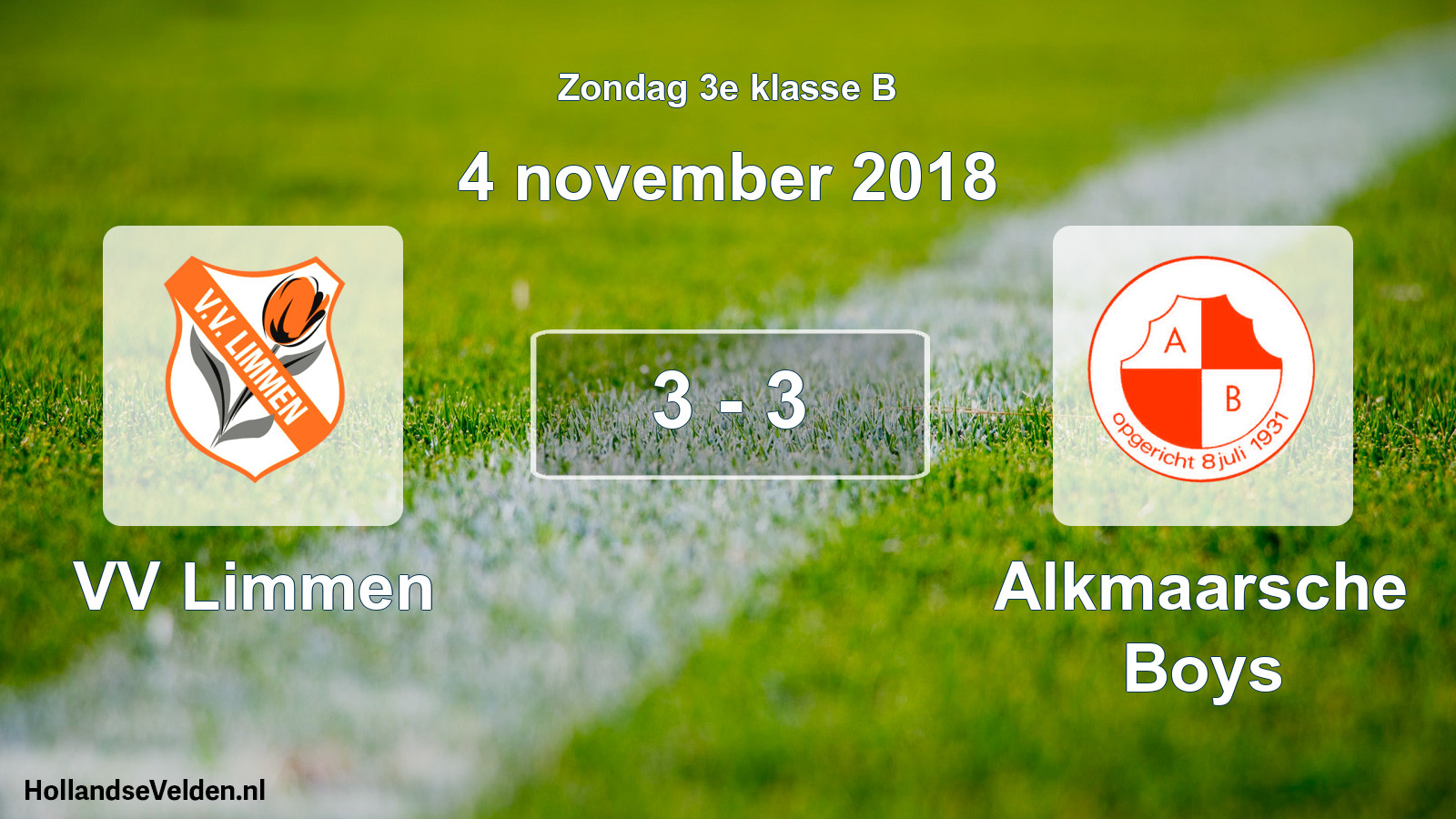 Total number of matches played: VV Limmen - Alkmaarsche Boys 3 - 3 (4 November 2018)
