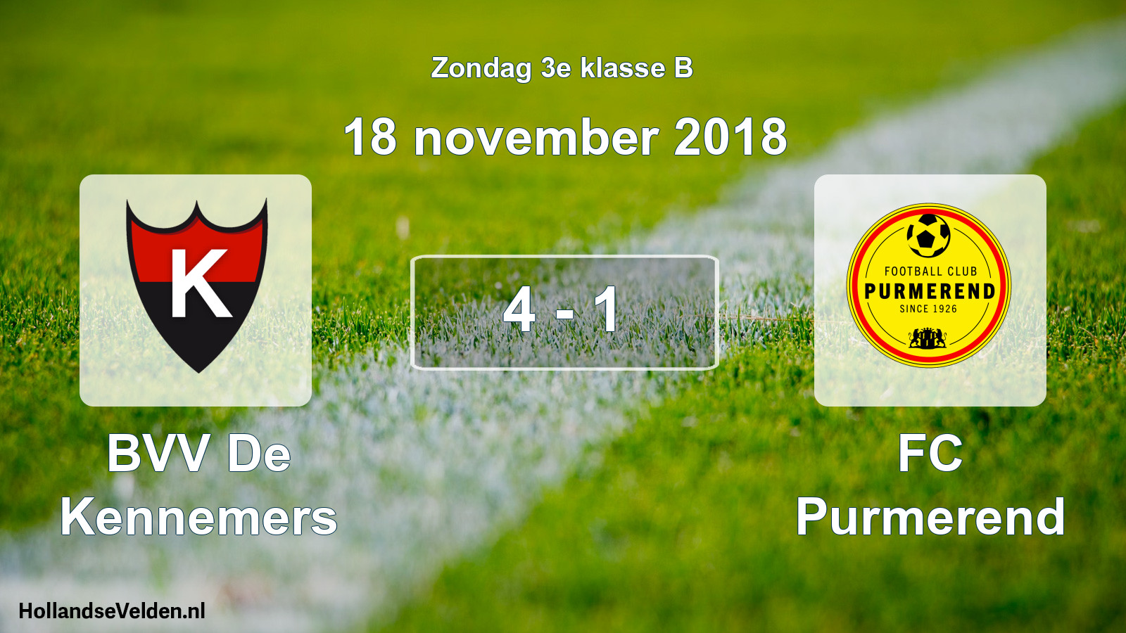 Total number of matches played: BVV De Kennemers - FC Purmerend 4 - 1 (18 November 2018)