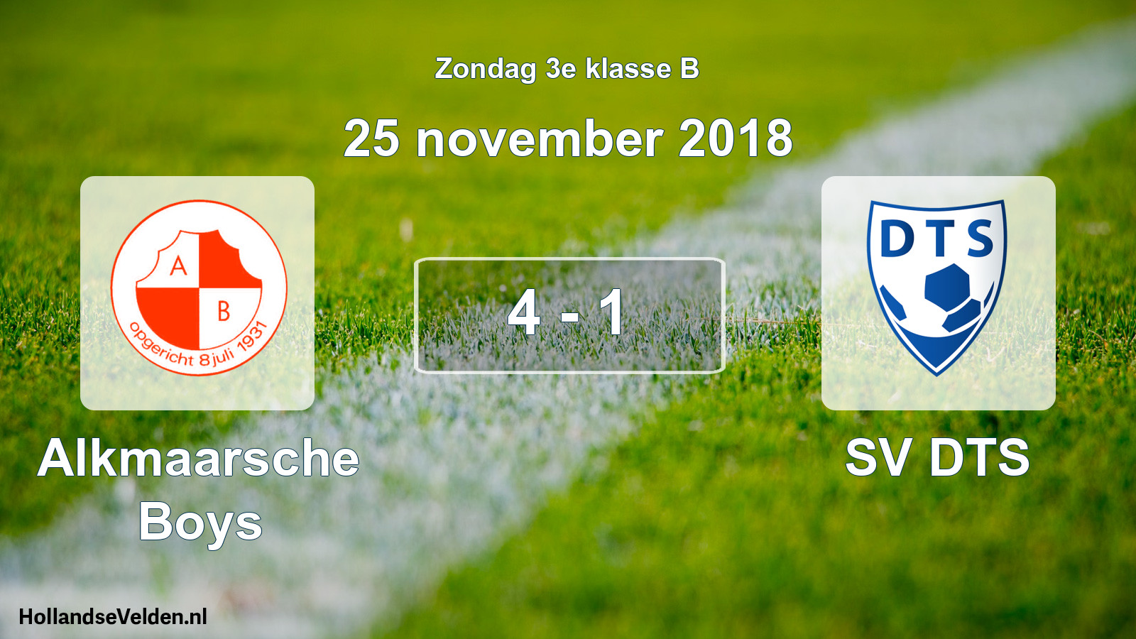 Total number of matches played: Alkmaarsche Boys - SV DTS 4 - 1 (25 November 2018)