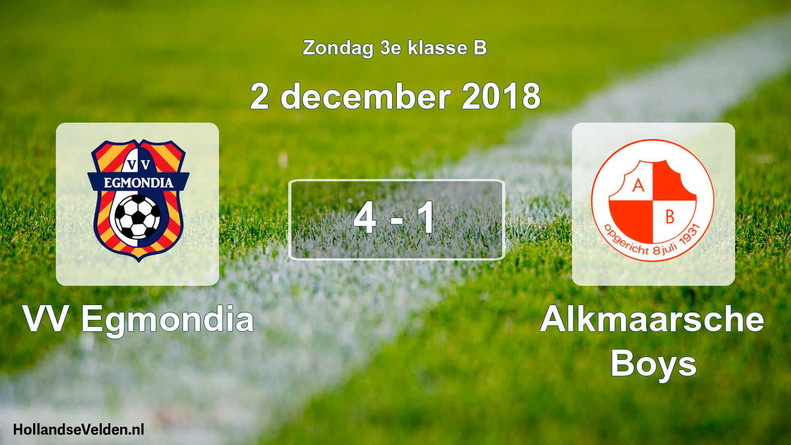 Total number of matches played: VV Egmondia - Alkmaarsche Boys 4 - 1 (2 December 2018)