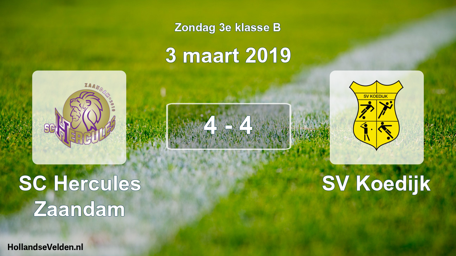 Total number of matches played: SC Hercules Zaandam - SV Koedijk 4 - 4 (3 March 2019)