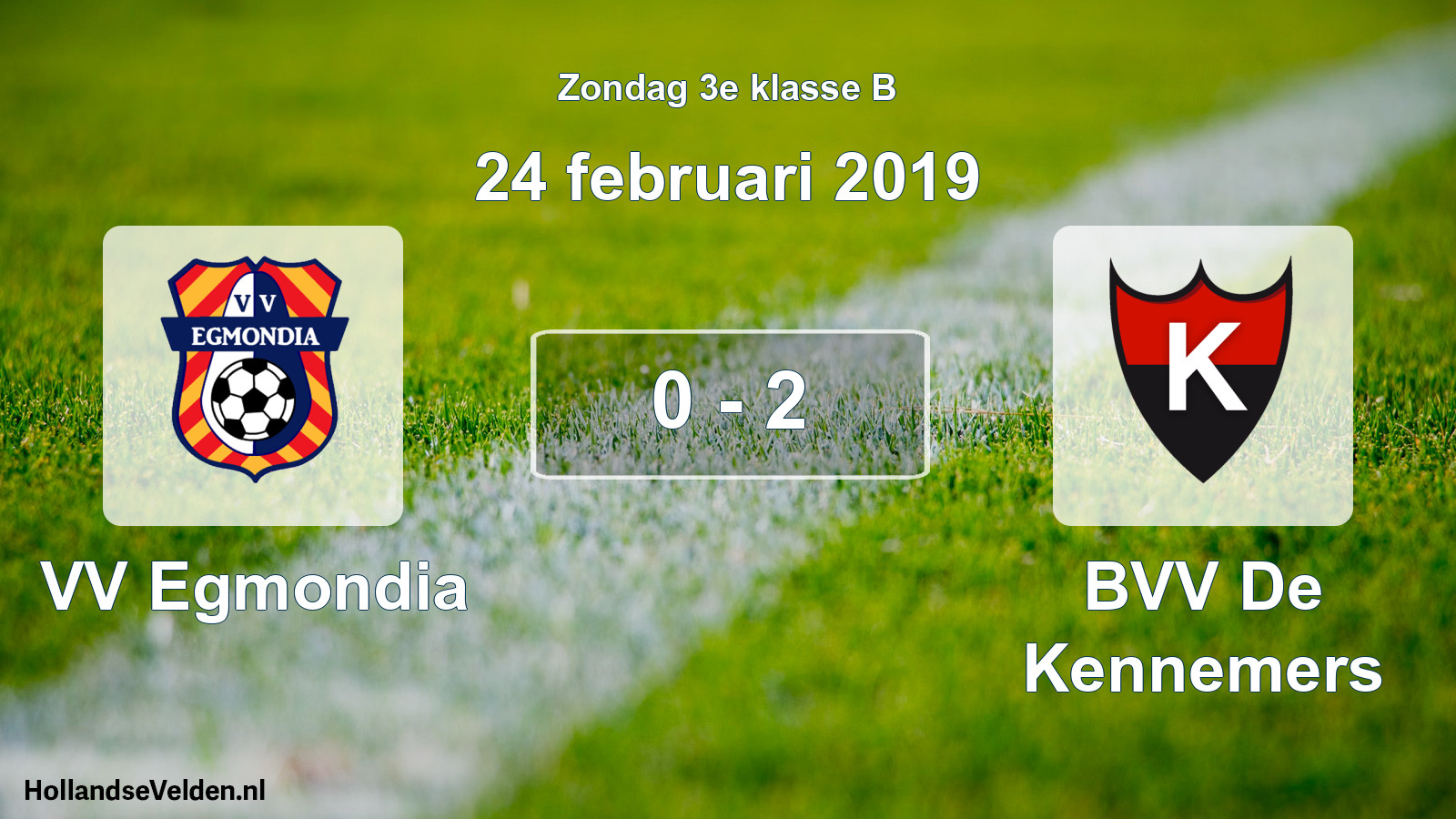 Total number of matches played: VV Egmondia - BVV De Kennemers 0 - 2 (24 February 2019)
