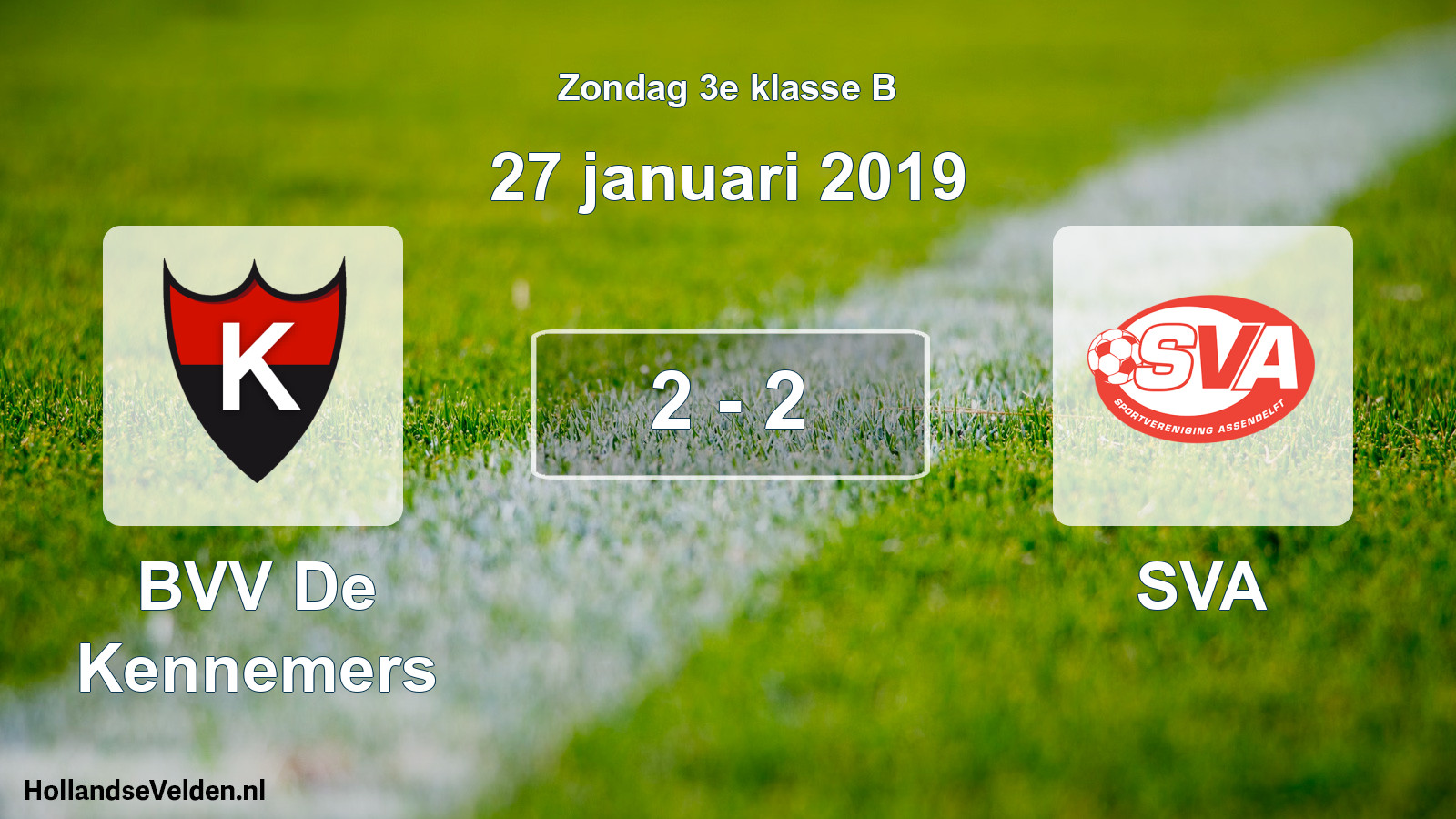 Total number of matches played: BVV De Kennemers - SVA 2 - 2 (27 January 2019)