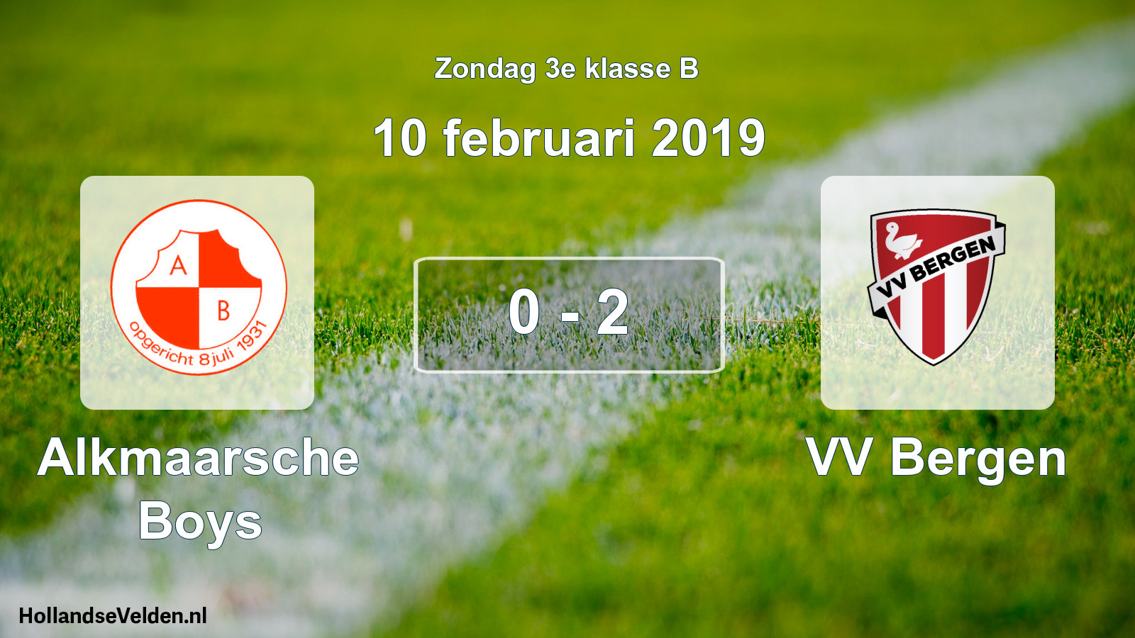 Total number of matches played: Alkmaarsche Boys - VV Bergen 0 - 2 (10 February 2019)
