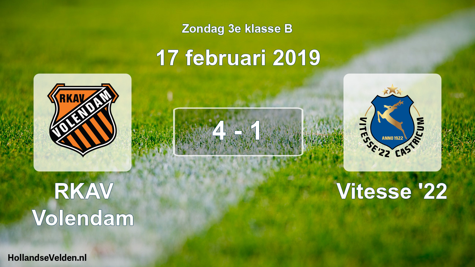 Total number of matches played: RKAV Volendam - Vitesse '22 4 - 1 (17 February 2019)