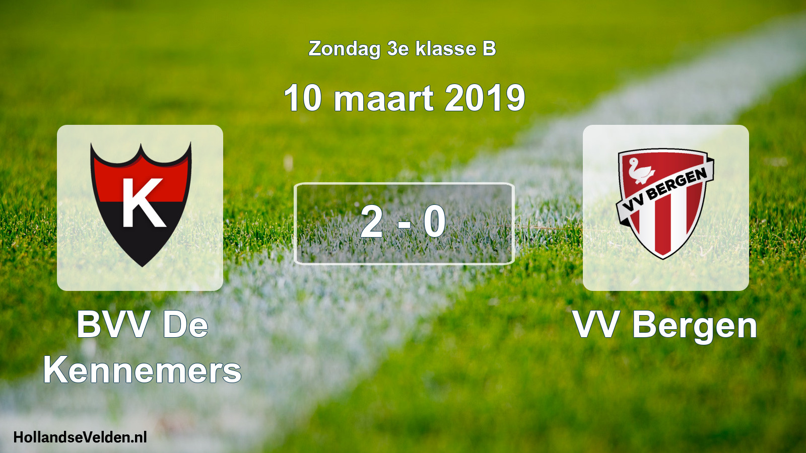 Total number of matches played: BVV De Kennemers - VV Bergen 2 - 0 (10 March 2019)