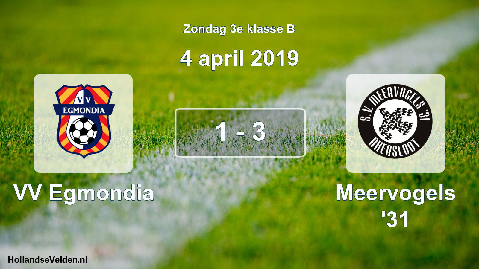 Total number of matches played: VV Egmondia - Meervogels '31 1 - 3 (4 April 2019)